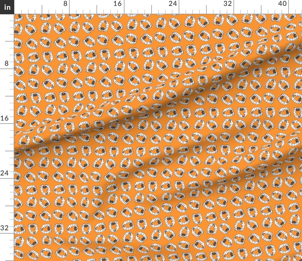 Vampire Teeth Pumpkin Halloween Fabric - Printed Cotton Poplin for Costumes, Quilting & Sewing | Fat Quarter for Dresses, Apparel & DIY Crafts | Perfect for Halloween Decor & Party Outfits