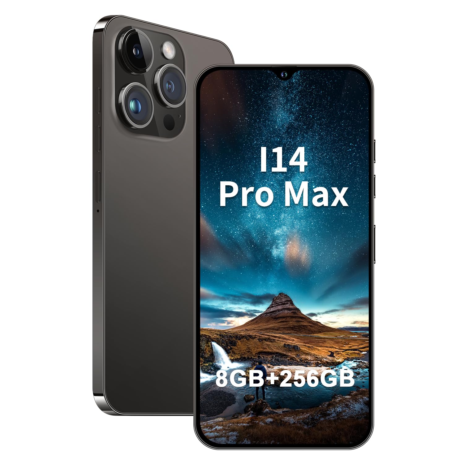 Unlocked I14ProMax Android Smartphone - 8GB RAM 256GB Storage, 13MP+50MP Dual Camera, 6800mAh Long Battery Life, 6.8