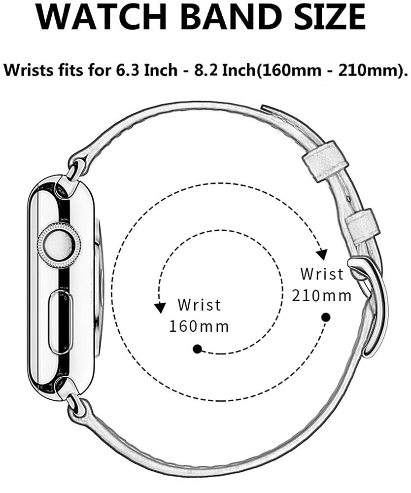 Genuine Leather Band for Apple Watch 38mm 40mm 41mm 42mm 44mm 45mm - Compatible with Series 7/6/5/4/3/2/1/SE - Premium Replacement Strap for Workouts, Office & Casual Wear