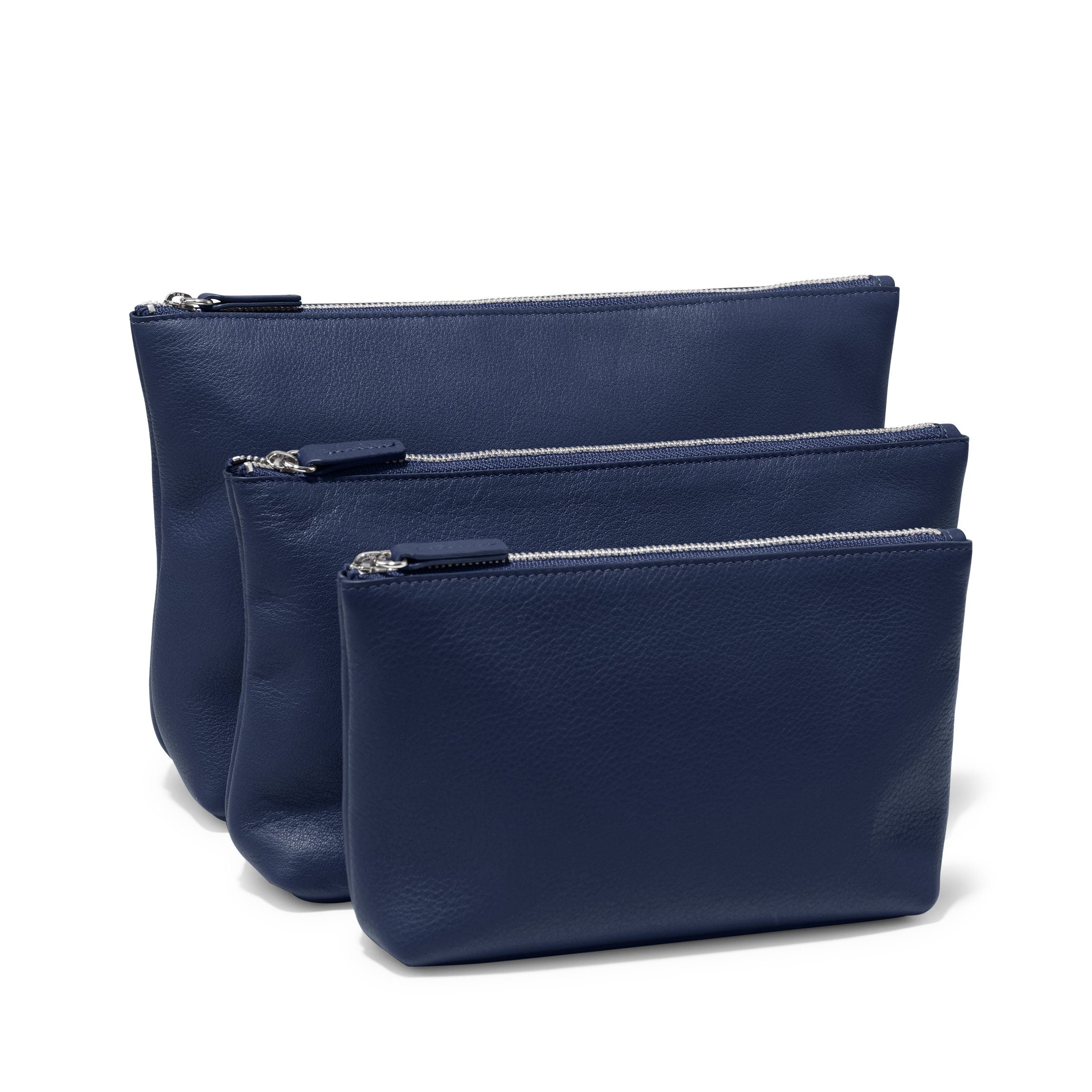Premium Navy Blue Standing Pouch Trio - Reusable, Leak-Proof Food Storage Bags for Snacks, Lunch, and Meal Prep - Ideal for Home, Office, and Travel Use