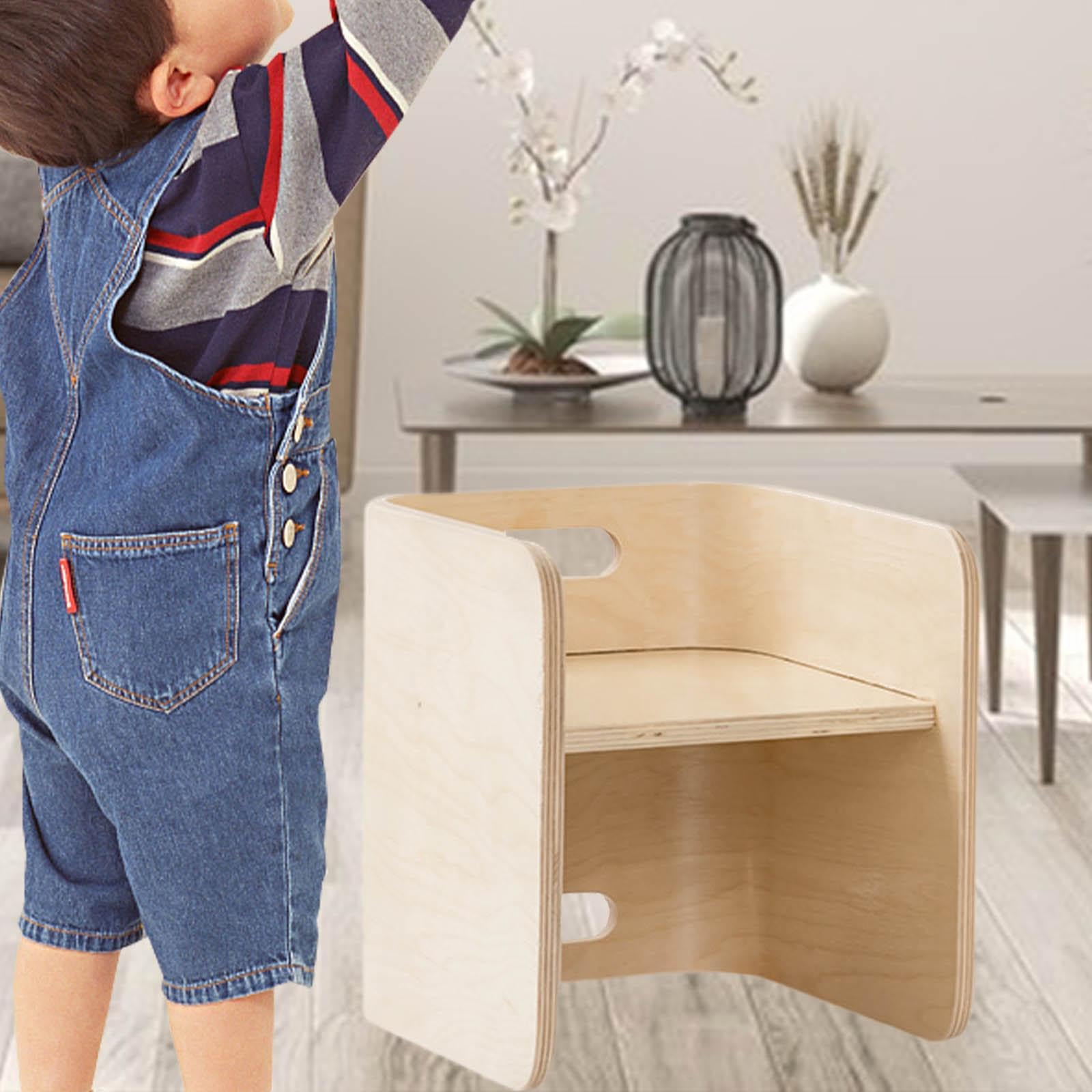 Montessori Weaning Chair for Toddlers - Kids Wooden Activity Chair with Adjustable Height for Playroom, Living Room & Reading - Perfect for Learning, Snacking & Playtime