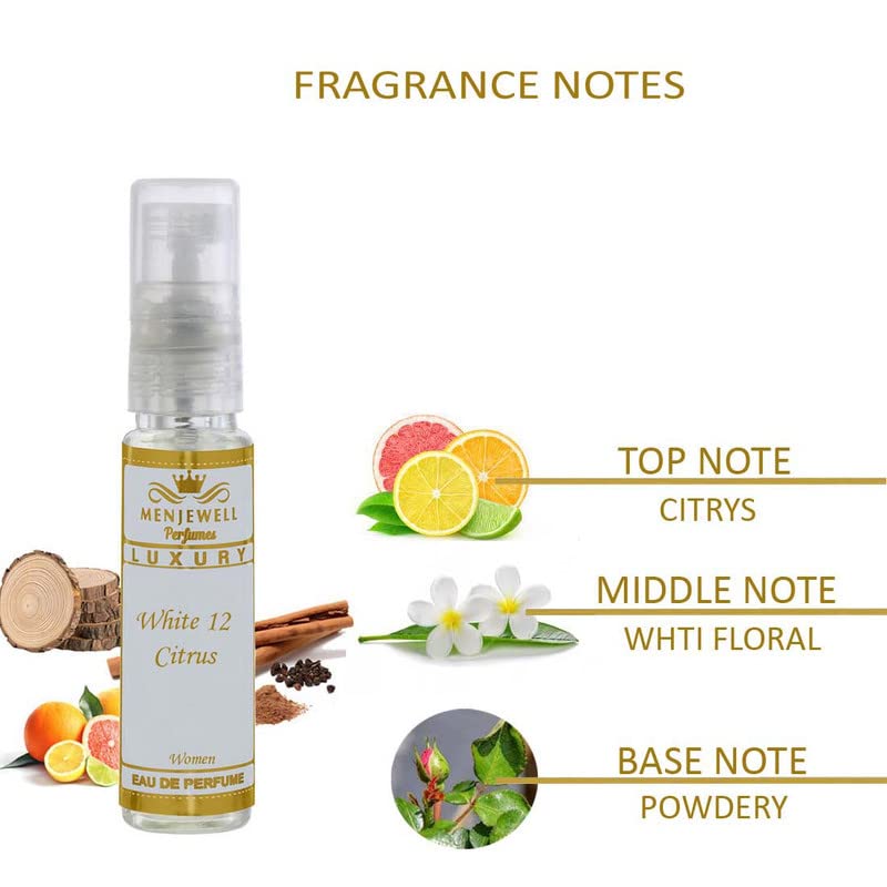 Menjewell White 12 Citrus Perfume for Women - Long Lasting Luxury Fragrance | Travel Size Mini Perfume (10ML) | Perfect for Daily Wear, Office & Special Occasions