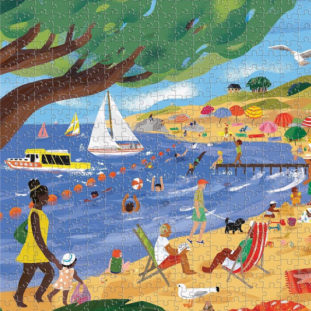 eeBoo Beach Umbrellas 1000 Piece Jigsaw Puzzle - Colorful Wonky Design for Adults & Teens - Perfect for Family Game Night & Relaxation