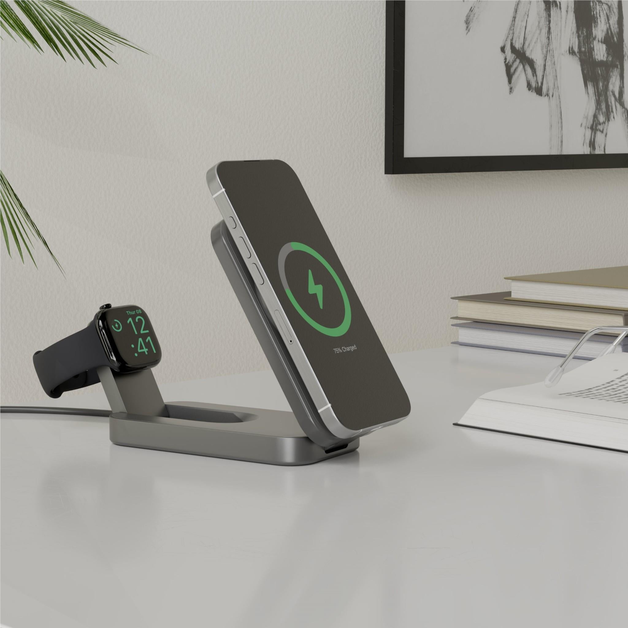 Alogic Flip 2-in-1 Qi2 Wireless Charging Stand for iPhone & Android - Fast Wireless Charger with Stand & Pad (Black) - Perfect for Home, Office & Travel Charging