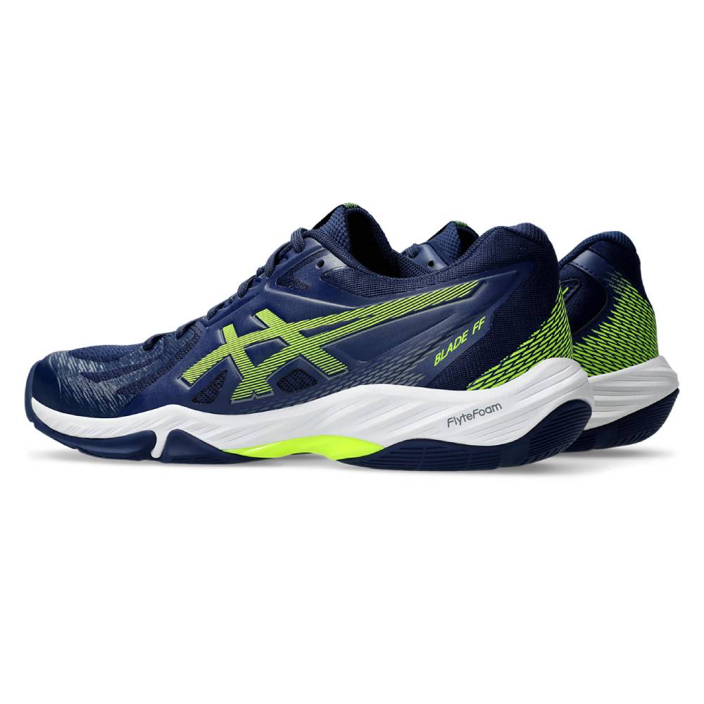 ASICS Blade FF Men's Indoor Volleyball Shoes - Lightweight Court Sneakers for Badminton & Squash (Blue Expanse/Safety Yellow) - Perfect for Gym Training & Competitive Sports