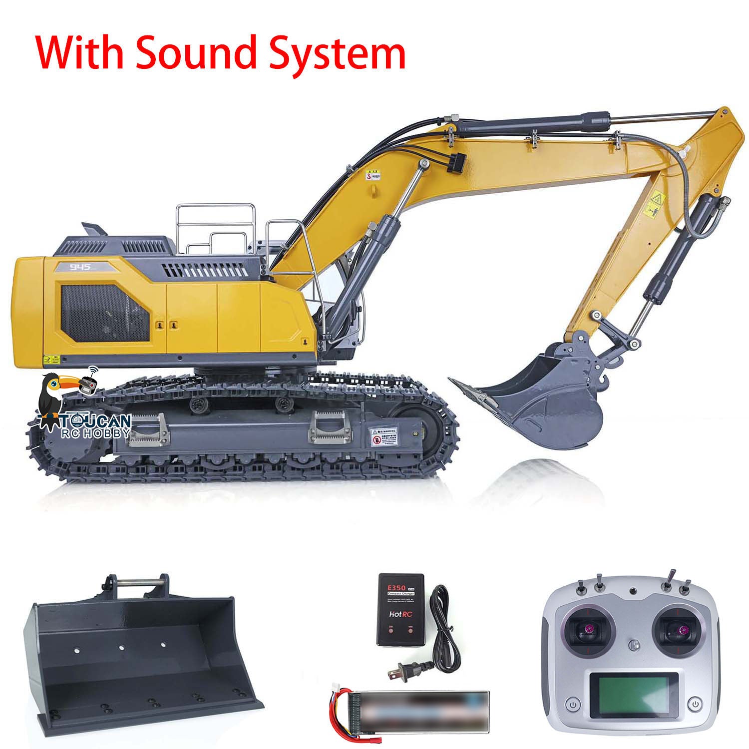 1/14 Scale Metal R945 RC Hydraulic Excabator - Ready-to-Run Radio Controlled Construction Toy with Realistic Sound & Light Effects (800x265x240mm) - Perfect for Construction Enthusiasts, DIY Model Builders, and RC Hobbyists