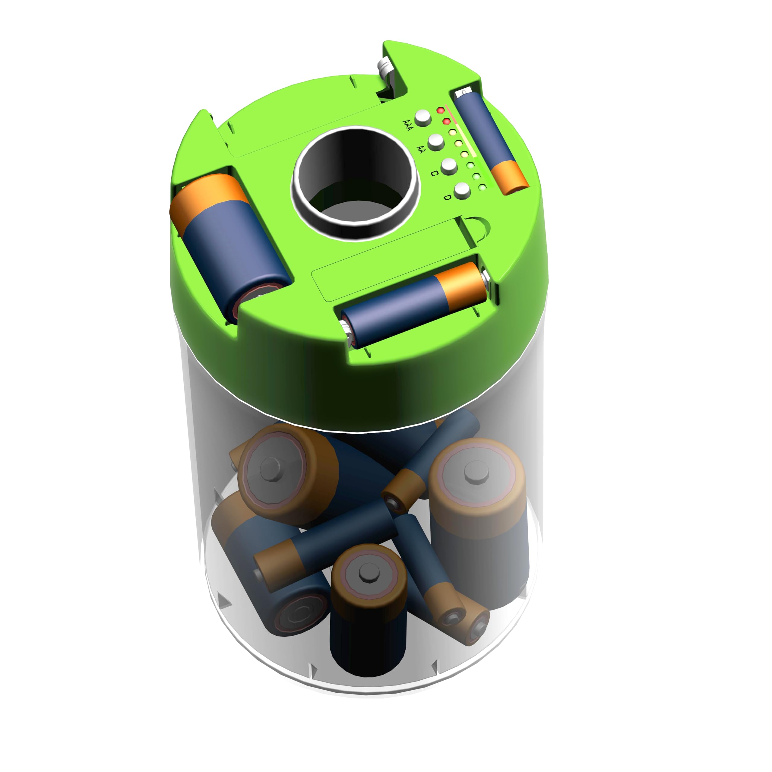 ECO Battery Bin - Test, Store & Recycle AA AAA C D Batteries | Safe Battery Organizer for Home, Office & Garage | Perfect for Household, Electronics & Toy Batteries