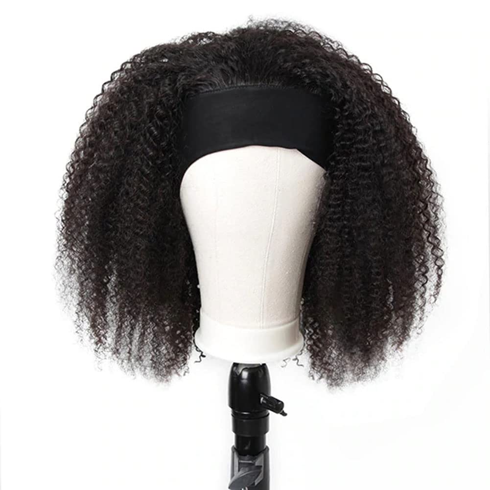 **ISEE 180% Density Afro Kinky Curly Headband Wig - 10A Glueless Human Hair Wigs for Black Women (18 Inch) - Natural Curls for Daily Wear, Parties & Special Events**