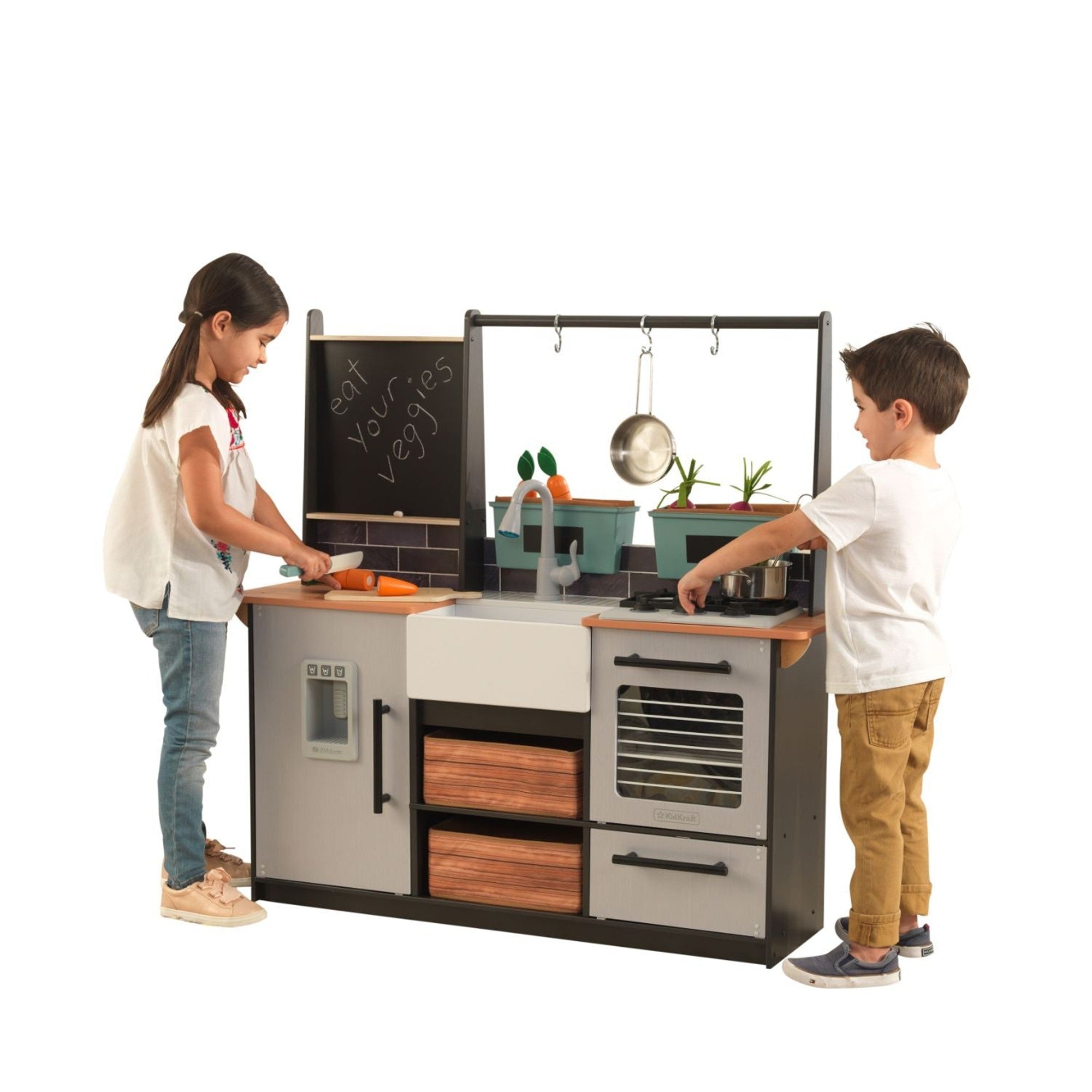 KidKraft Farm to Table Play Kitchen Toy - Wooden Pretend Play Set for Kids with Easy Assembly | Perfect for Imaginative Play, Role-Playing & Early Learning at Home or Preschool