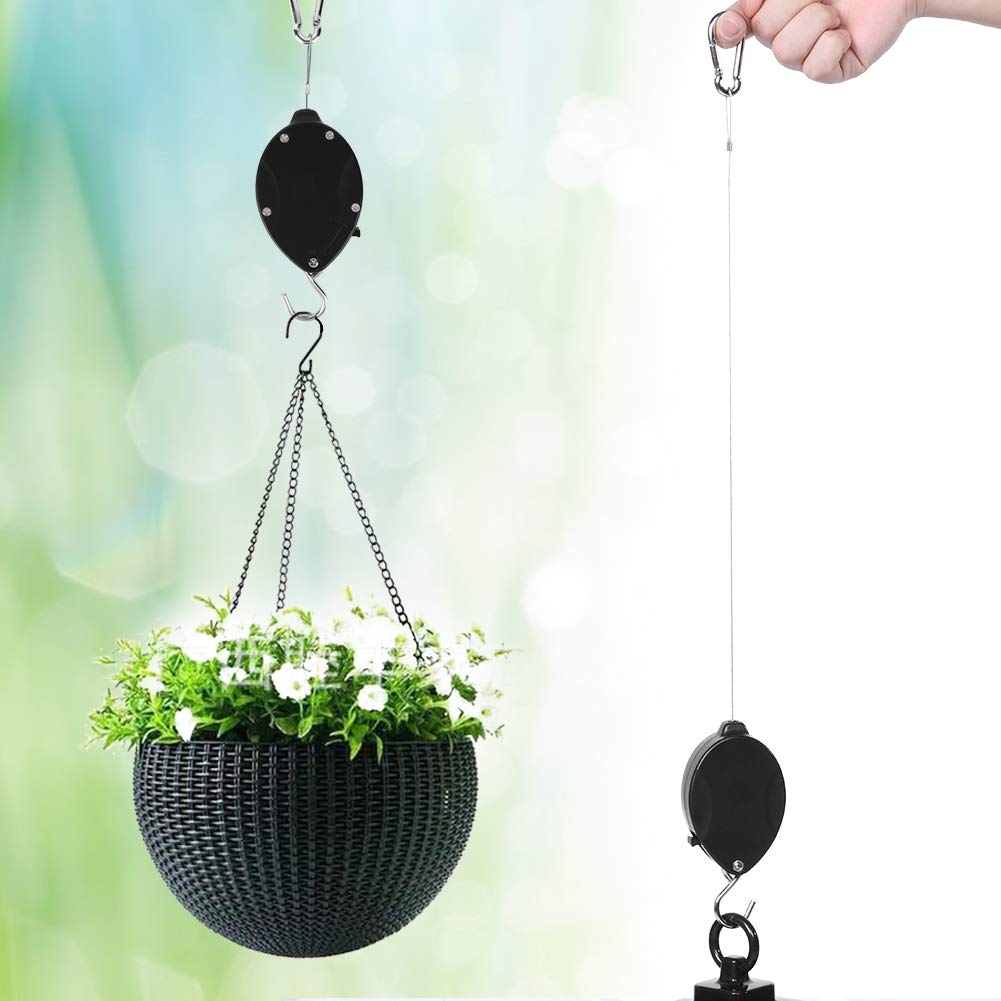 Heavy Duty Retractable Plant Hanging Hook - Adjustable Pulley System for Flower Pots, Bird Feeders & Home Decor | Perfect for Balcony, Garden & Indoor Plant Display