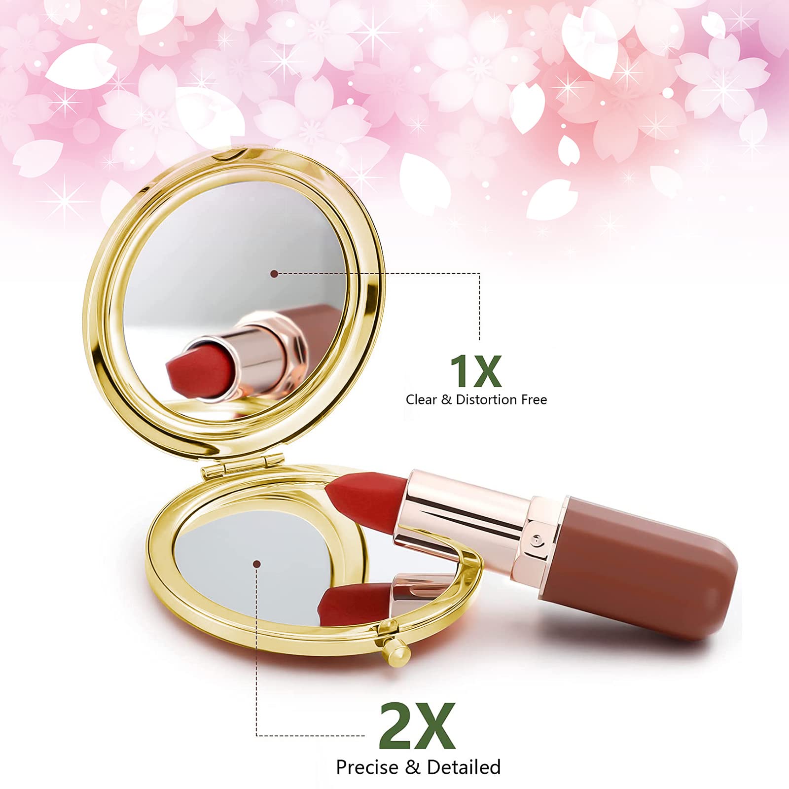 Compact Travel Makeup Mirror for Women - Round Portable Folding Double Sided Handheld Pocket Mirror, Mini Golden Black Pineapple Design - Perfect for Handbag, Purse, On-the-Go Touch Ups & Travel Essentials
