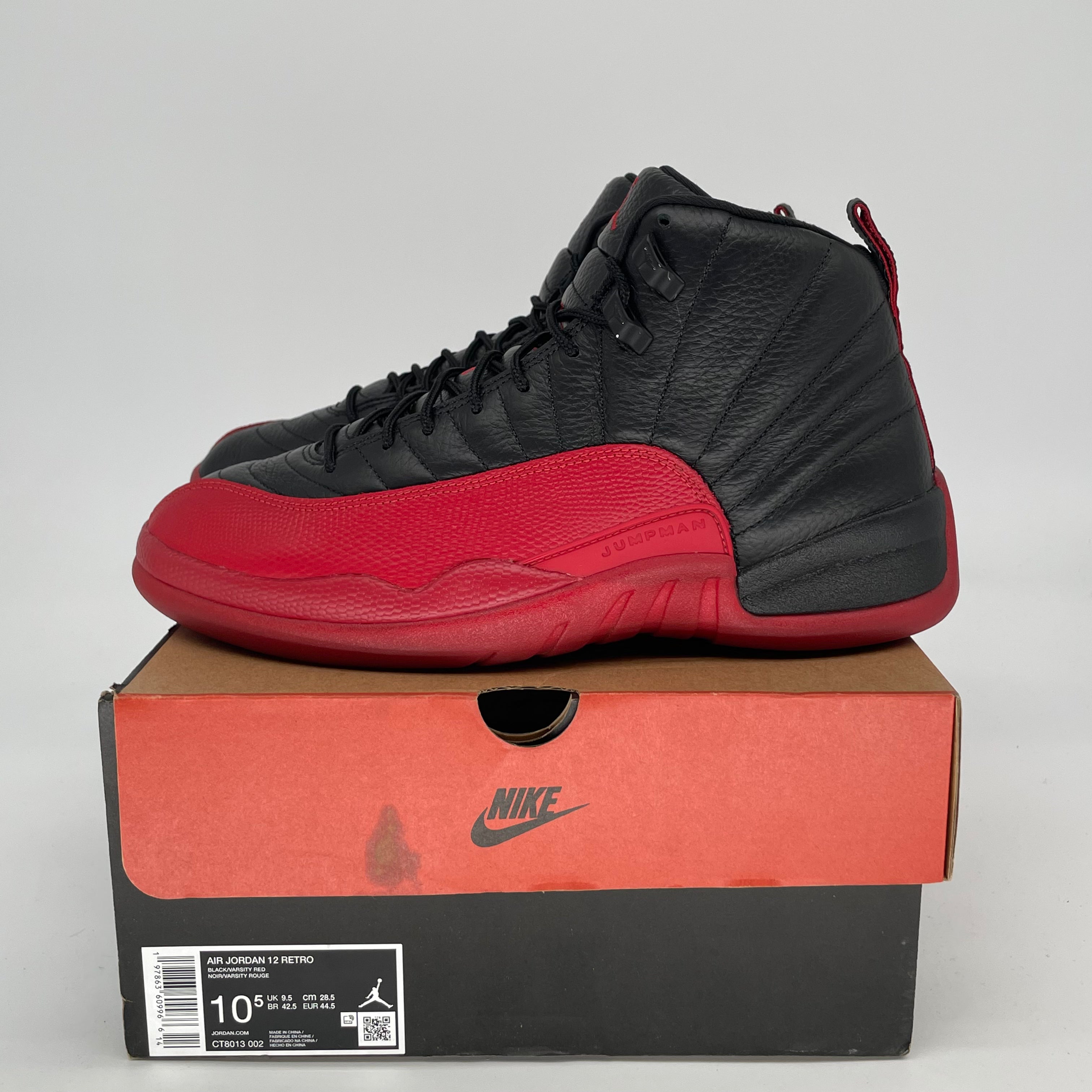Original Air Jordan 12 Retro 'Flu Game' Basketball Shoes - Men's Size 10.5/Women's 12 (CT8013-002) - Perfect for Game Day & Streetwear Fashion