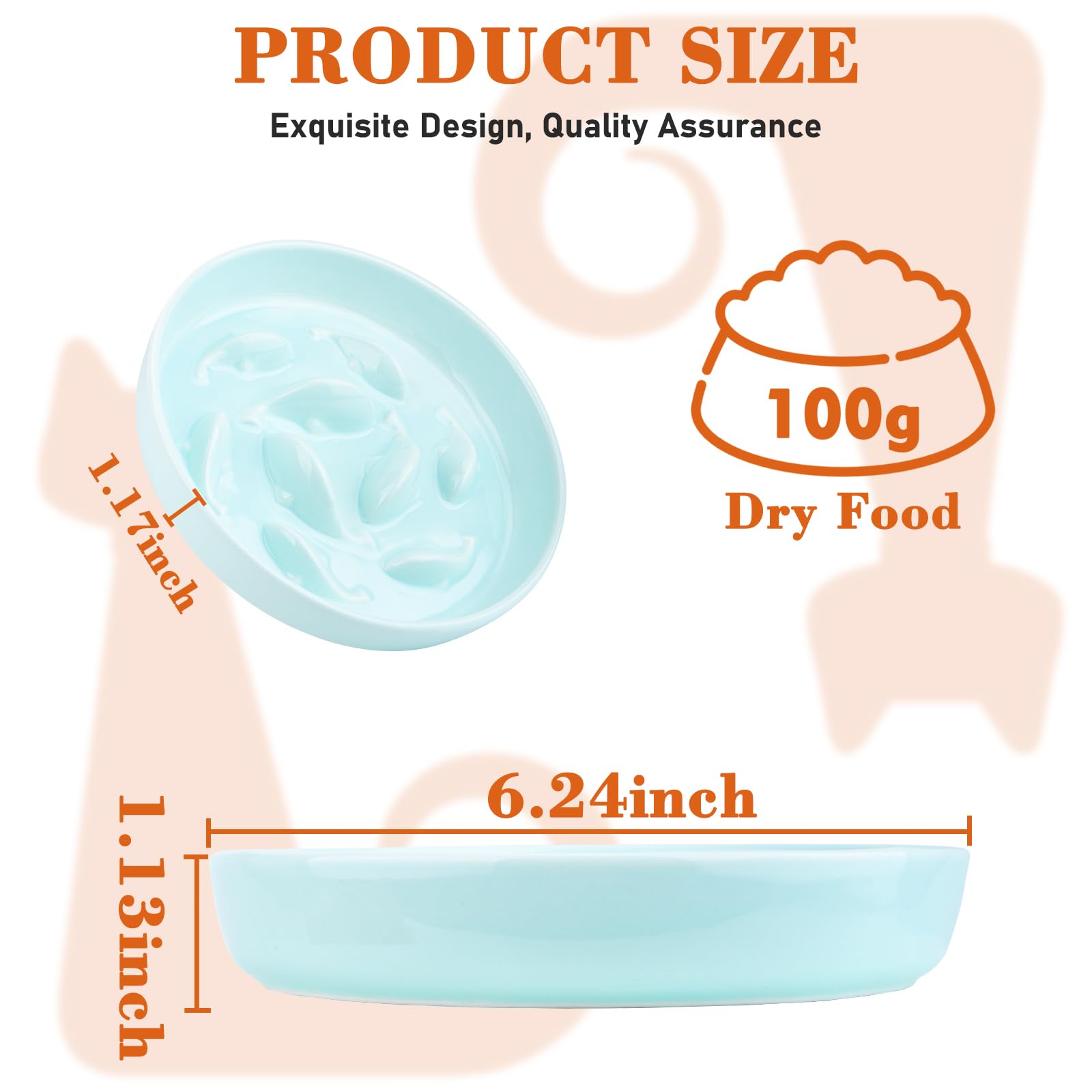 Slow Feeder Cat Bowl with Non-Slip Mat - Ceramic Puzzle Feeder for Cats & Dogs - Healthy Eating Bowl with High Edges for Kittens & Puppies - Perfect for Fast Eaters and Digestive Health