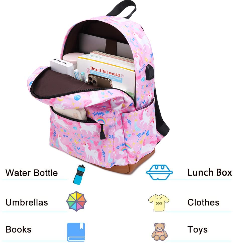 Soekidy Girls Backpack for School - Cute Fox & Unicorn Design, Lightweight Kids Bookbag Set for Preschool & Elementary Students | Perfect for Daily Use, Travel & Outdoor Adventures
