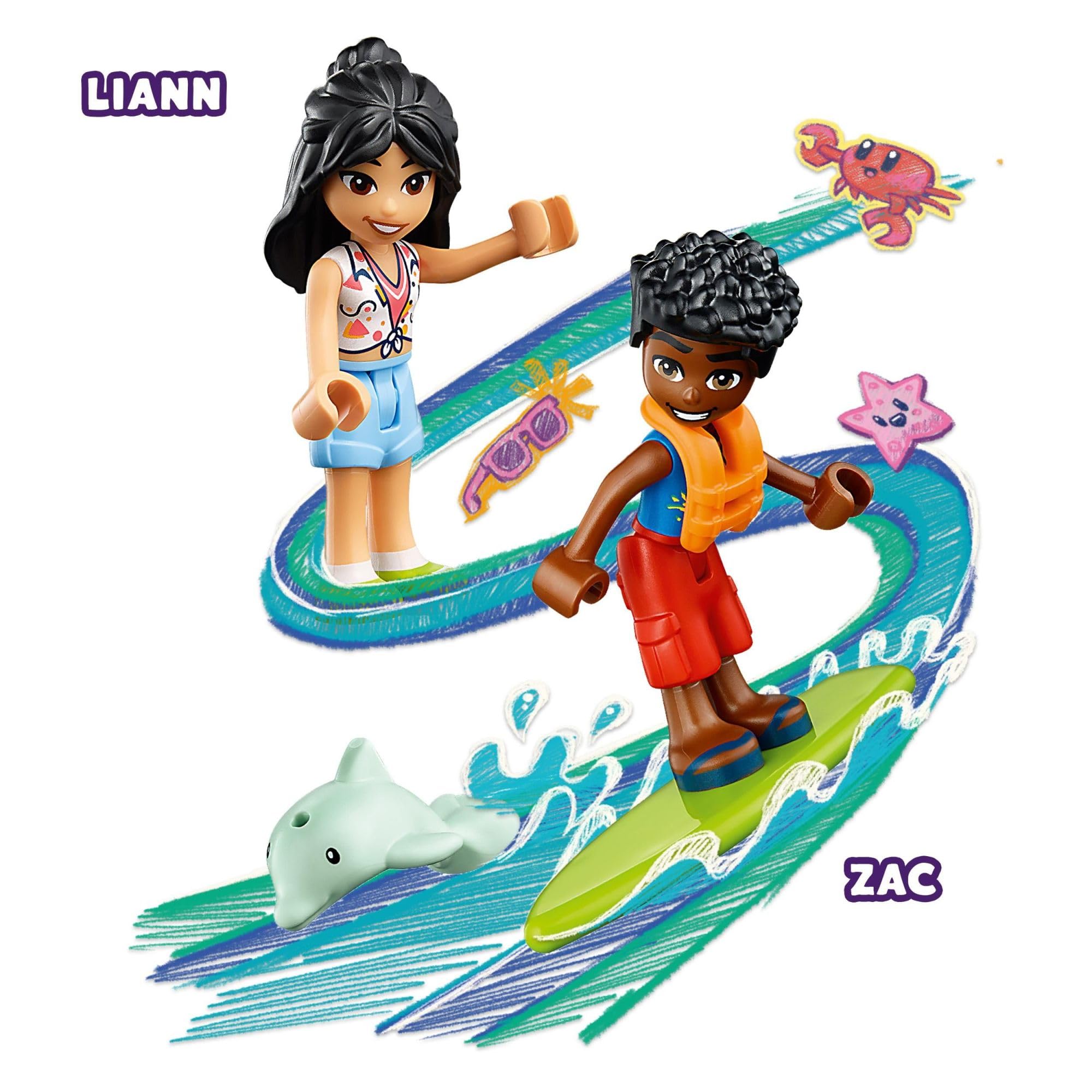 LEGO Friends Beach Buggy Fun 41725 Building Toy Set for Kids Ages 4+ | 2 Mini-Dolls, Pet Dog & Dolphin Figures, Beach Buggy Car & Accessories | Creative STEM Learning Toy for Toddlers | Perfect for Imaginative Play, Birthday Gifts & Beach-Themed Adventures