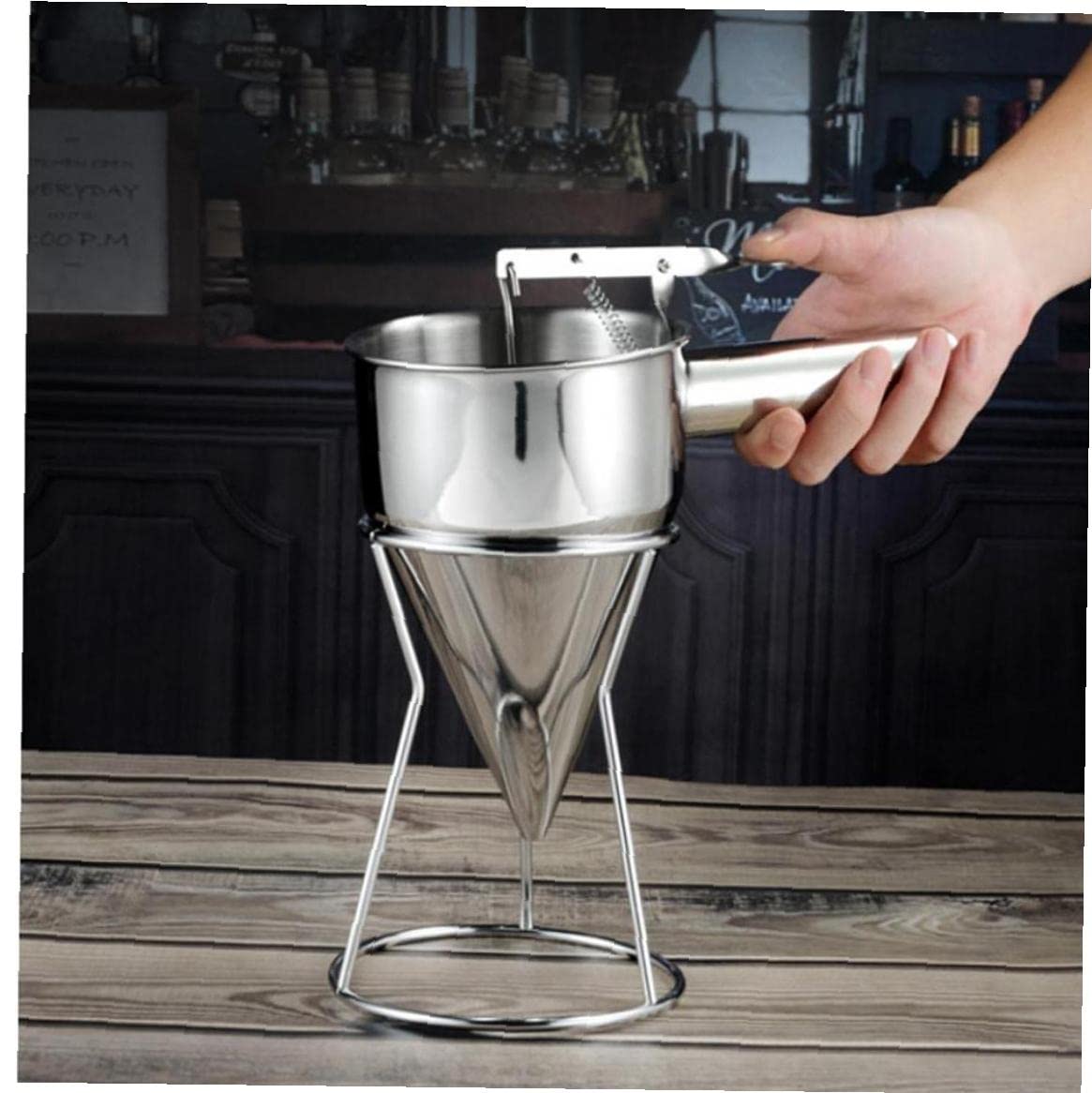 Premium Stainless Steel Piston Funnel - Perfect for Cream Dispensing, Cake Decorating & Pancake Batter Pouring - Essential Kitchen & Bakery Baking Accessories for Dessert Making, DIY Creations & Professional Use