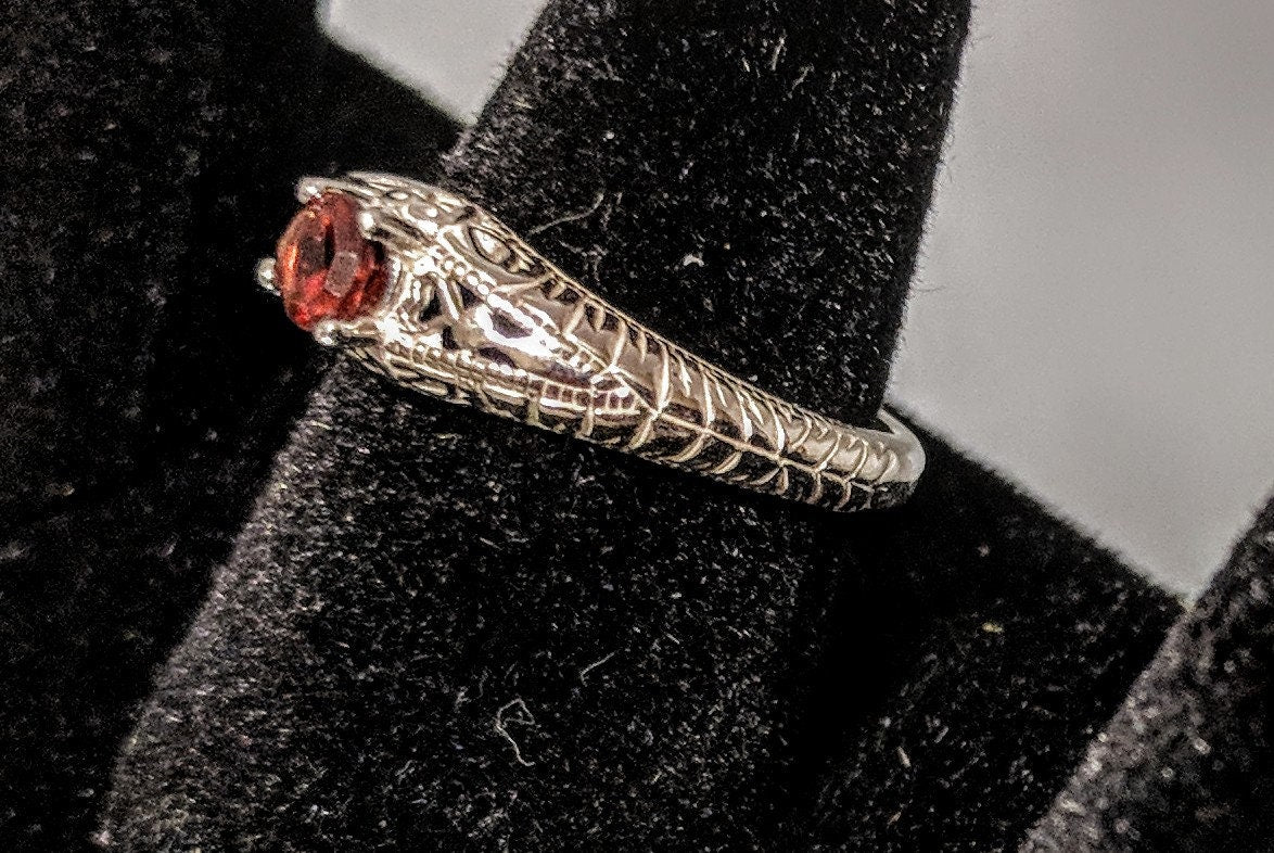 Custom 14K Solid Gold & Sterling Silver Blood Red Garnet Ring - Yellow, White, or Rose Gold Options - Handmade Jewelry for Weddings, Anniversaries & Special Occasions