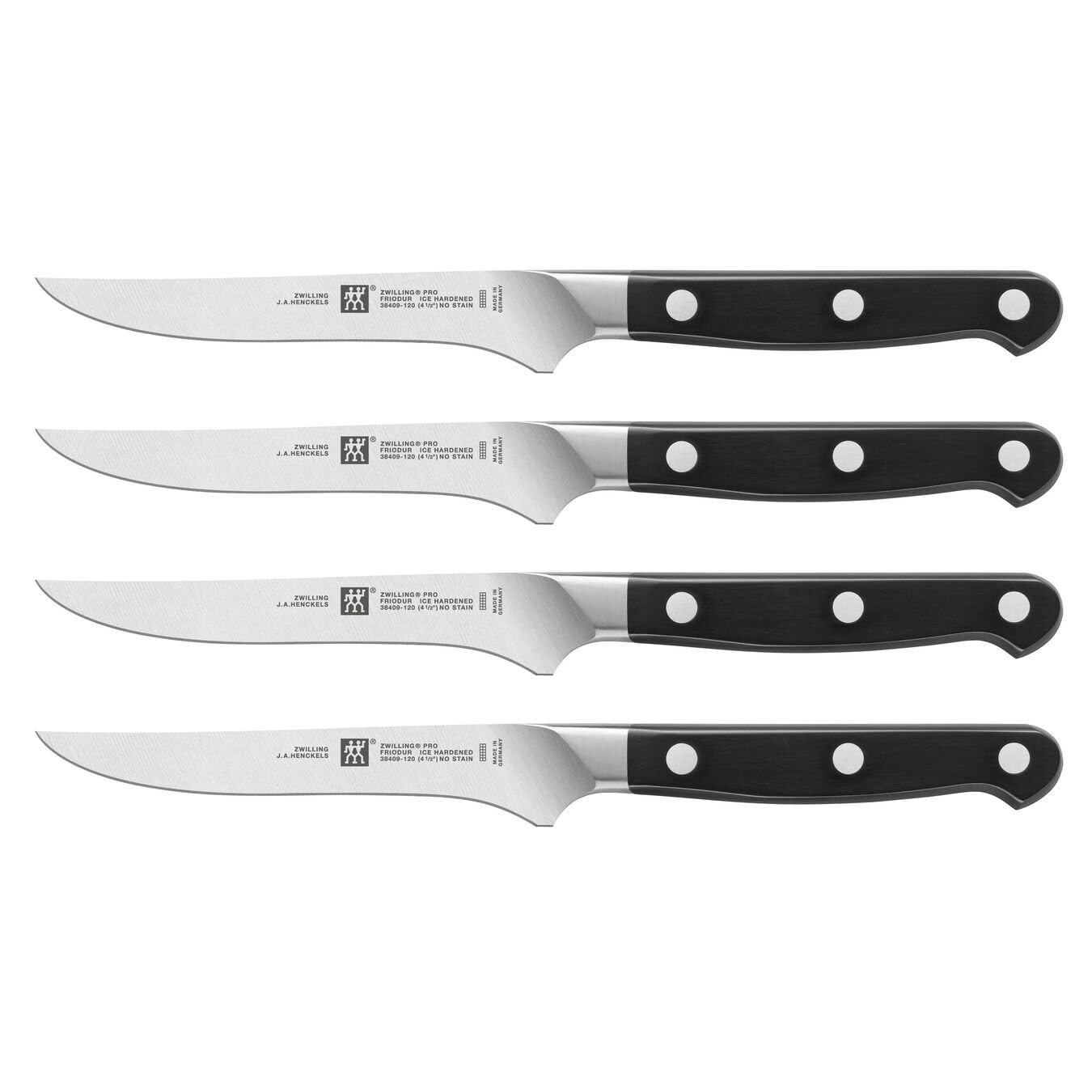 ZWILLING Pro 4-Piece Steak Knife Set - Premium German Stainless Steel Steak Knives for Meat Cutting - Perfect for Steak Dinners, BBQ Parties & Fine Dining