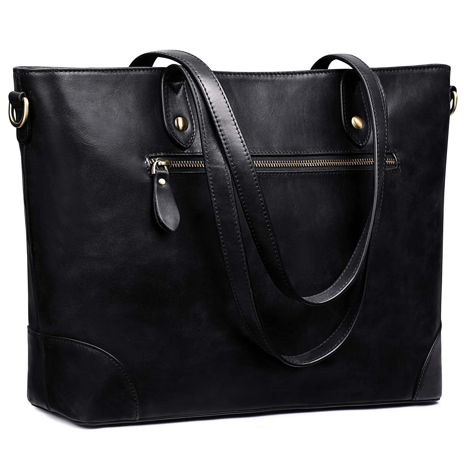 S-ZONE Genuine Leather Women's Shoulder Bag - Large Work Tote Handbag & Crossbody Purse for Office, Travel & Everyday Use
