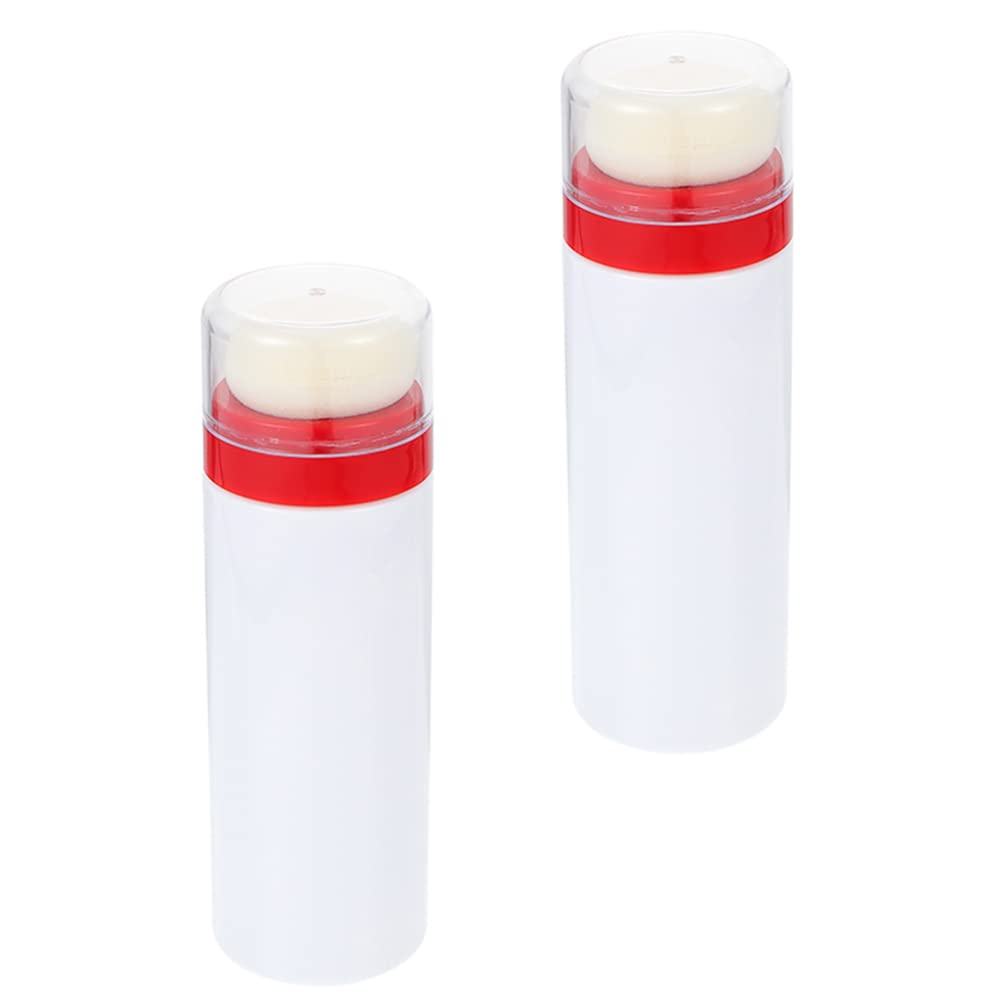 2-Piece Baby Powder Puff Set with Travel Box - Portable White Plastic Makeup Containers for Toddlers & Kids | Perfect for After-Bath Care, Diaper Changes & On-the-Go Parenting