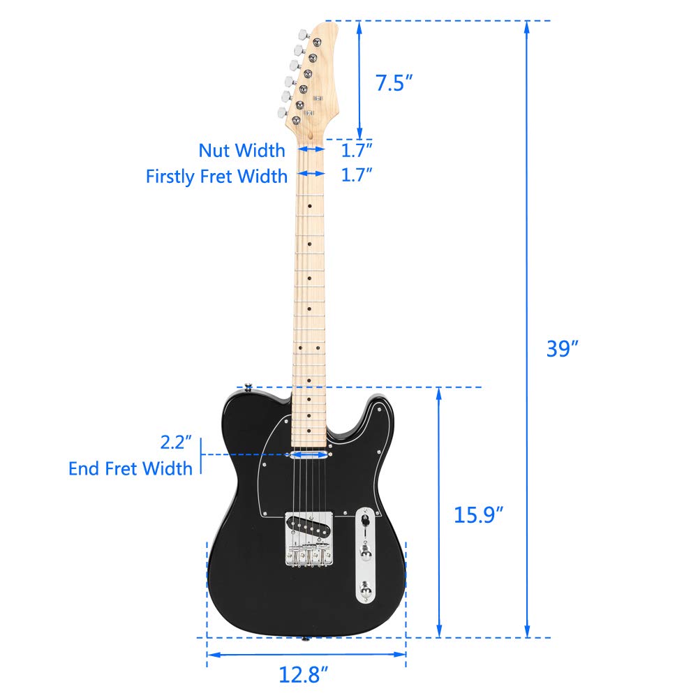 Maple Fingerboard Electric Guitar with SS Pickup - Black Finish for Rock, Blues & Stage Performance