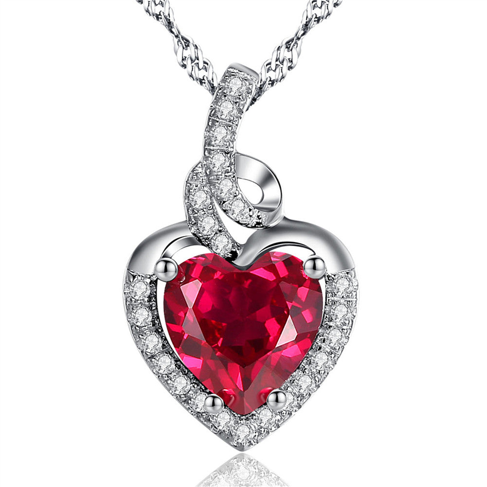 Birthstone Heart Necklace Sterling Silver for Women - Personalized Pendant Gift for Her | Perfect for Anniversaries, Birthdays & Valentine's Day