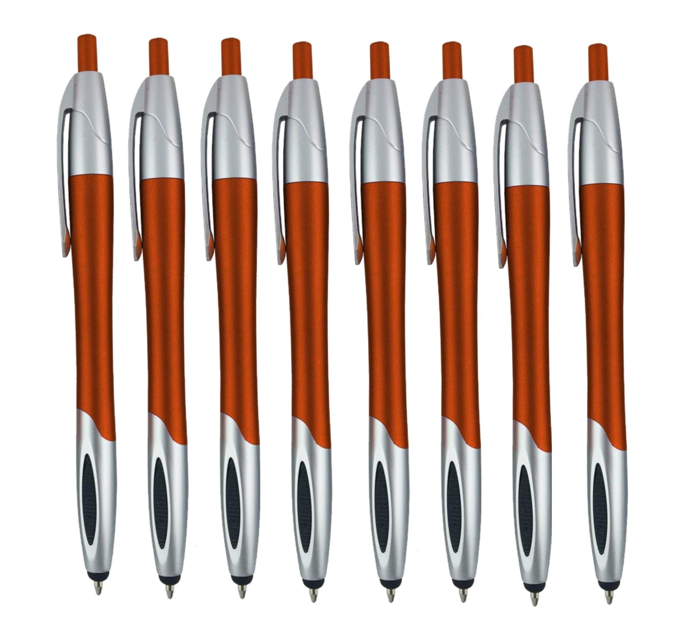 2-in-1 Stylus Pen with Ballpoint for Touchscreen Devices - 12 Pack Black Ink Orange Styluses - Perfect for iPad, Android Tablets, Note Taking & Digital Art