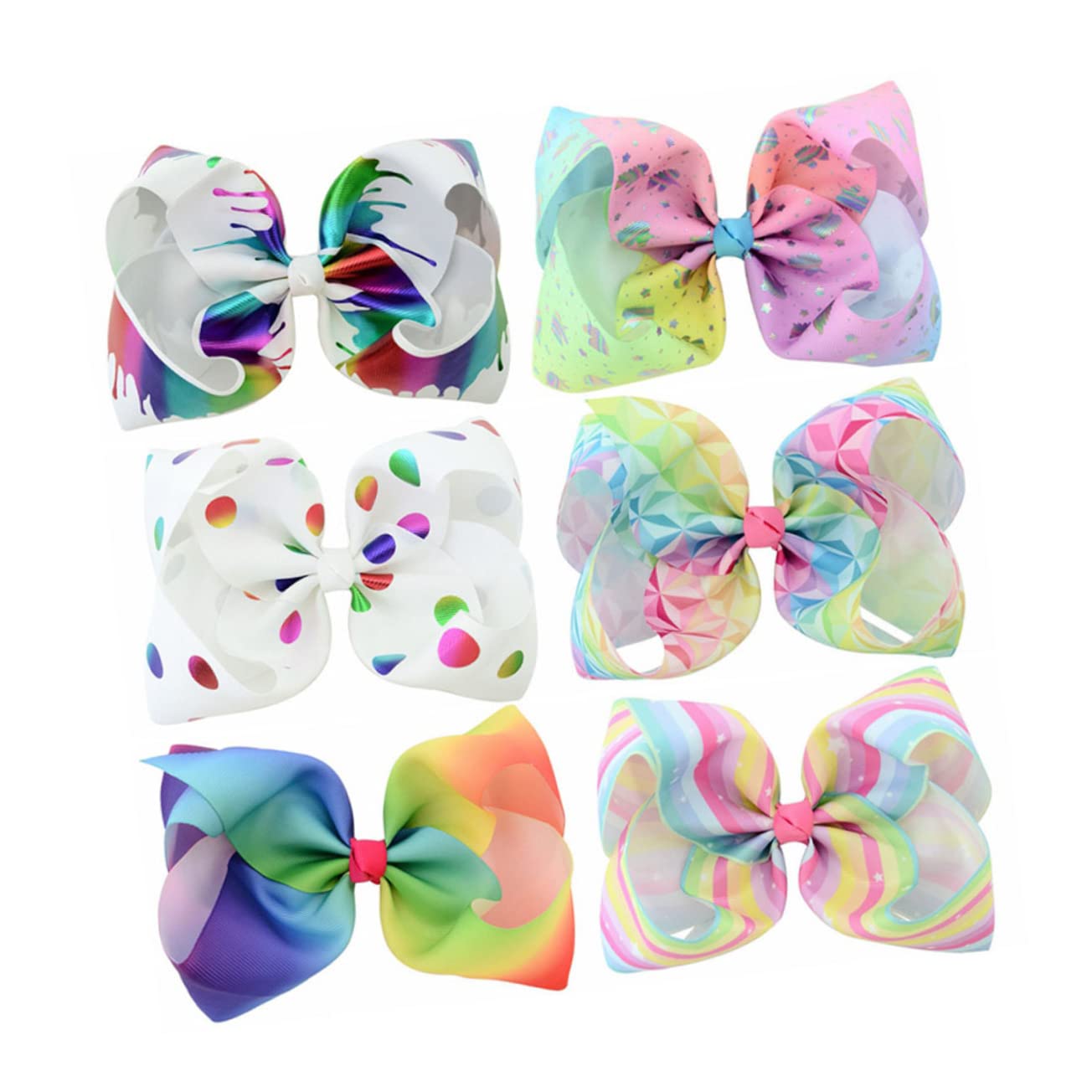 FOMIYES 6-Pack Bow Hair Clips for Girls - Kids Hair Barrettes, Non-Slip Hairpins with Ribbon Bows - Perfect for School, Parties & Everyday Hairstyles