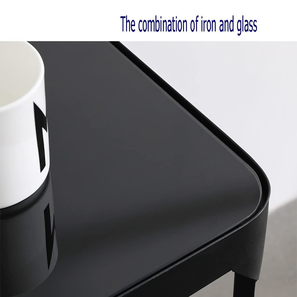 Modern C-Shaped Side Table with Metal Bracket - 50x30x55cm Sofa Coffee Table, Bedside Table & Living Room Storage Shelf (Black) - Perfect for Small Spaces, Apartment Decor & Coffee Cup Placement