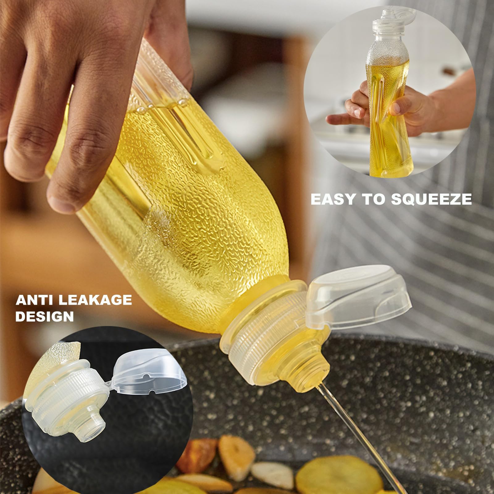 WAYDA 6-Pack 17oz Sauce Squeeze Bottles for BBQ, Ketchup & Oil - Kitchen & Restaurant Use