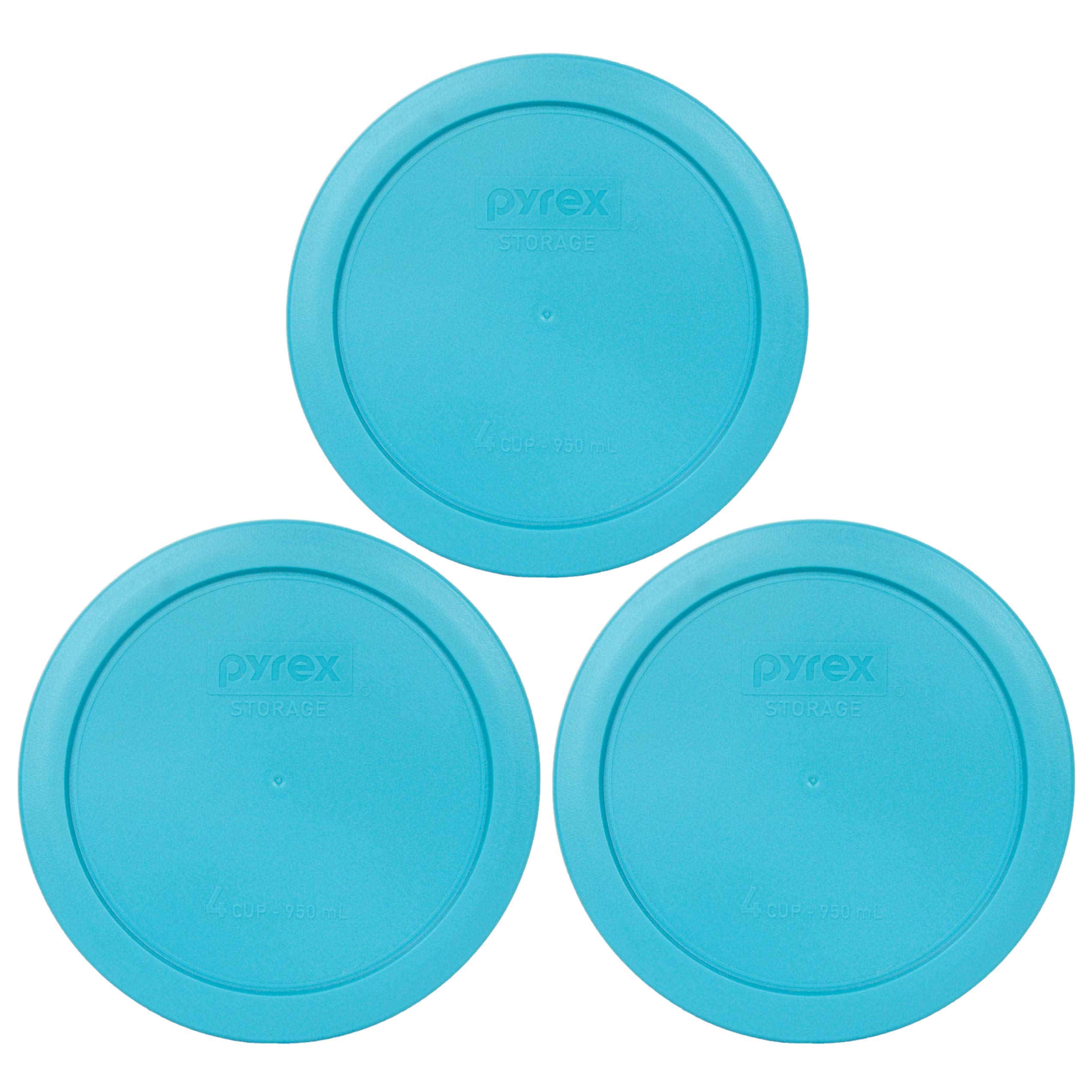 Pyrex 4-Cup Plastic Food Storage Container Set - 3-Piece Surf Blue Lids | BPA-Free, Made in USA | Perfect for Meal Prep, Leftovers & Pantry Organization