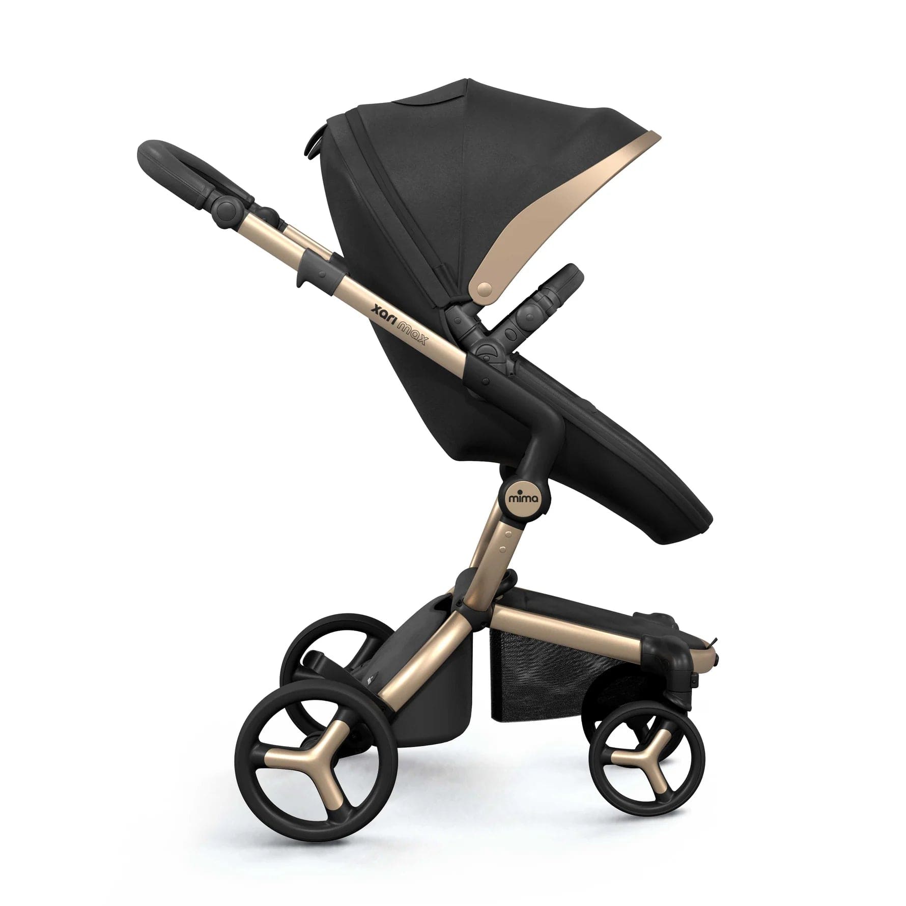 Mima Xari Black & Gold Luxury Stroller - Special Edition for Newborns & Toddlers | Perfect for Urban Travel, Shopping & Family Outings