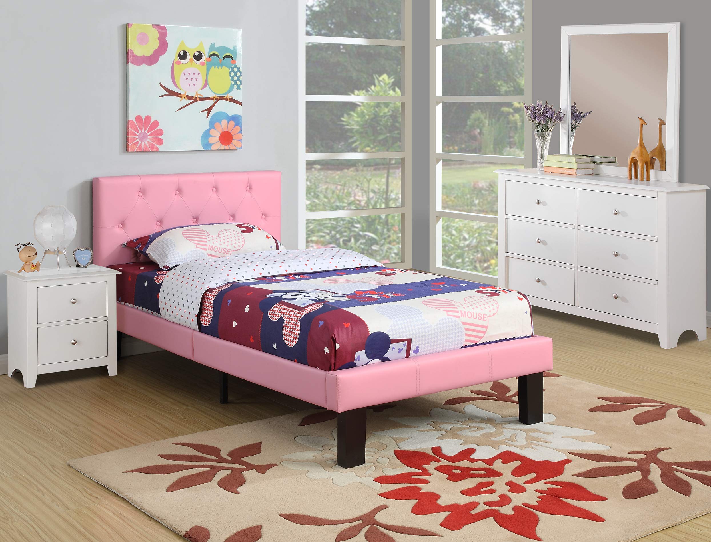 Poundex Full Size Bed Frame with Headboard - Sturdy Metal Platform Bed for Bedroom, Dorm, Guest Room - Easy Assembly & Modern Design - Perfect for Small Spaces & Apartments
