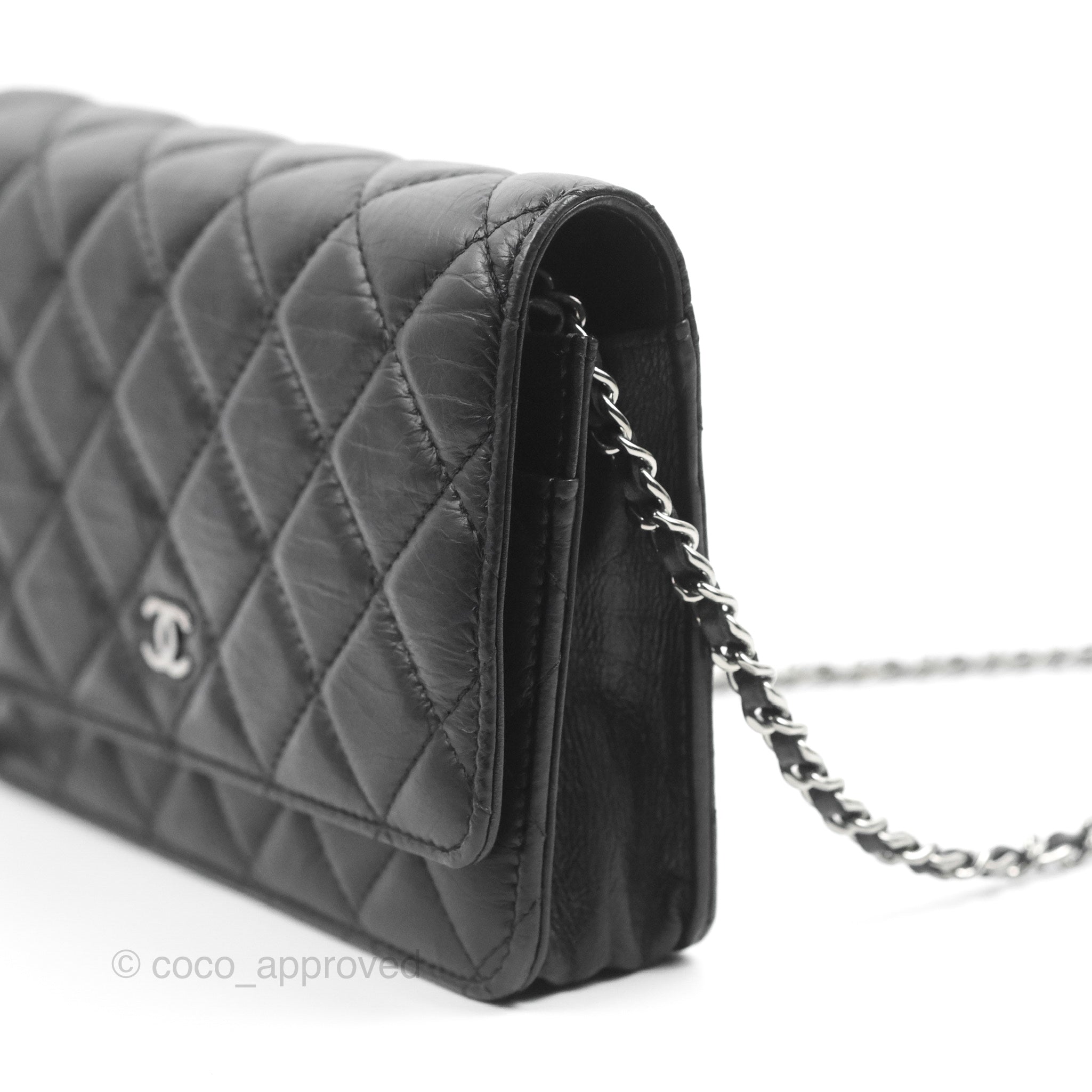 Chanel Quilted Tassel Wallet On Chain WOC Black Aged Calfskin Leather Crossbody Bag for Women | Evening Out & Date Night Essential