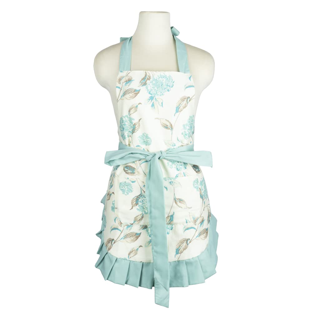 Floral Cotton Kitchen Aprons for Women with Pockets - Adjustable & Stylish Cooking Apron for Baking, Grilling & Hosting