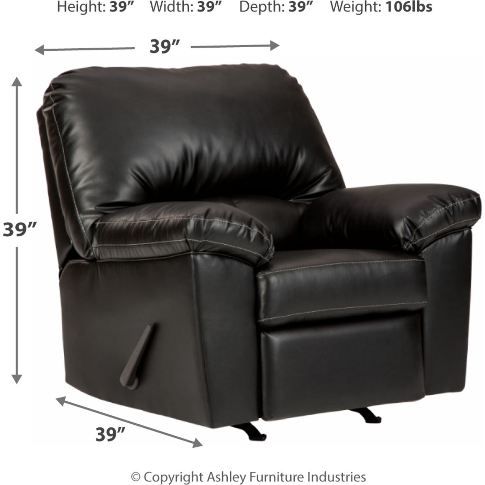 Brazoria Rocker Recliner Chair - Black Leather Power Lift Recliner for Living Room, Elderly & Nursing Home Use