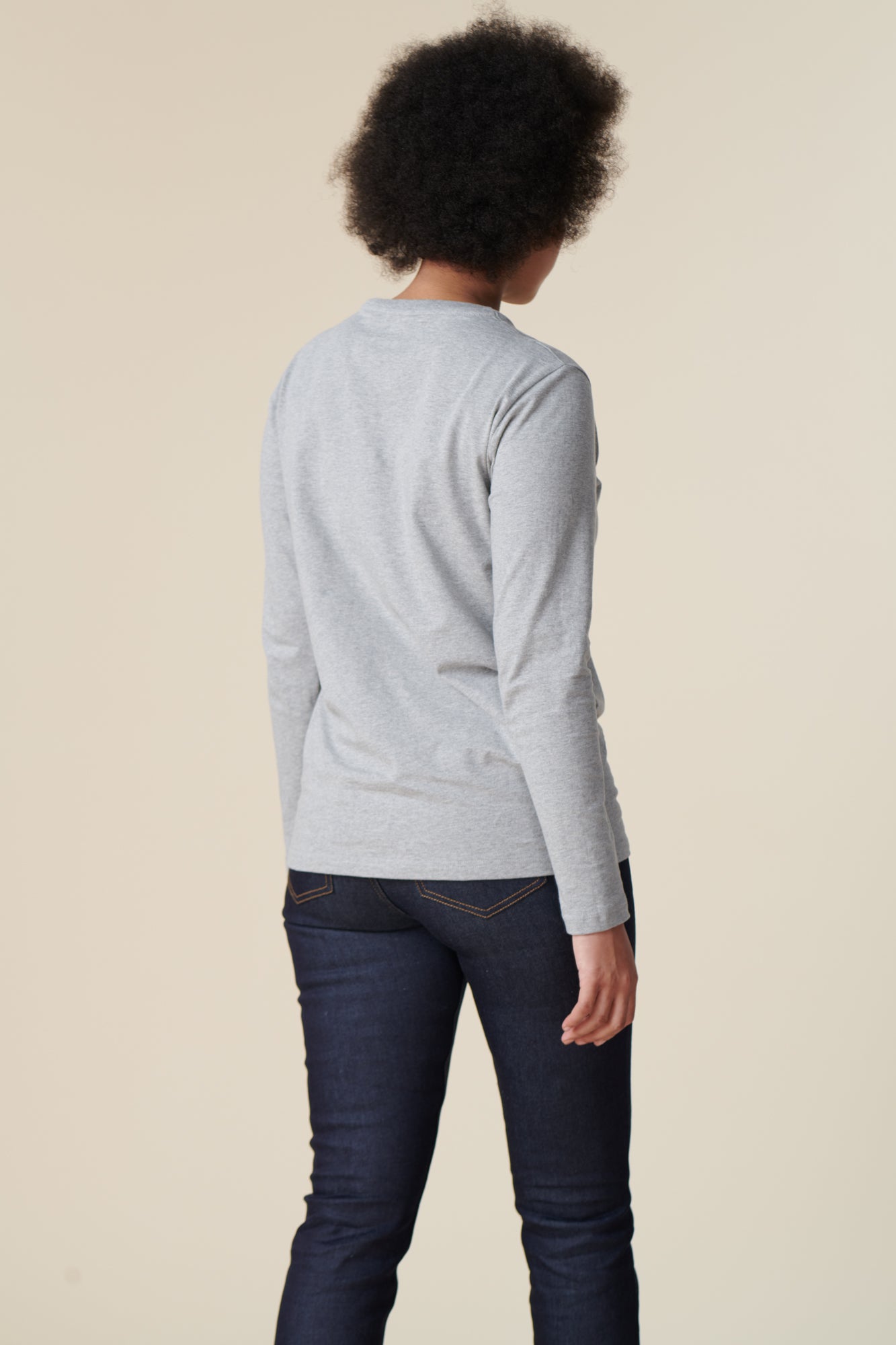 Women's Long Sleeve T-Shirt - Soft Cotton Grey Marl Casual Top for Everyday Wear | Perfect for Work, Lounge & Outfits