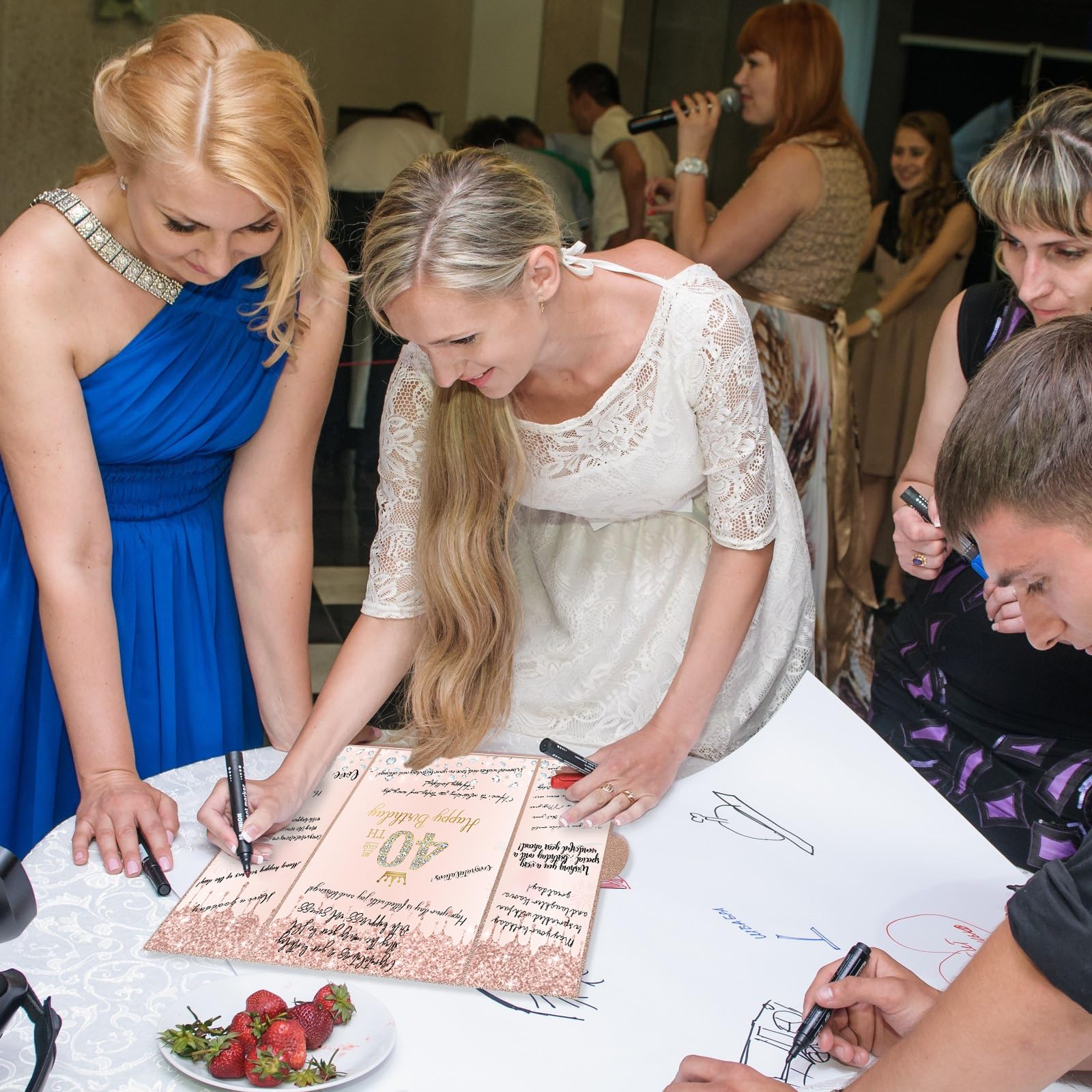 Rose Gold 40th Birthday Party Decorations Set - Creative Guest Book Alternative & Signing Board for Women's 40th Celebration - Pink 'Cheers to 40 Years' Theme - Perfect for Milestone Birthday Parties, Anniversary Events & Photo Backdrops