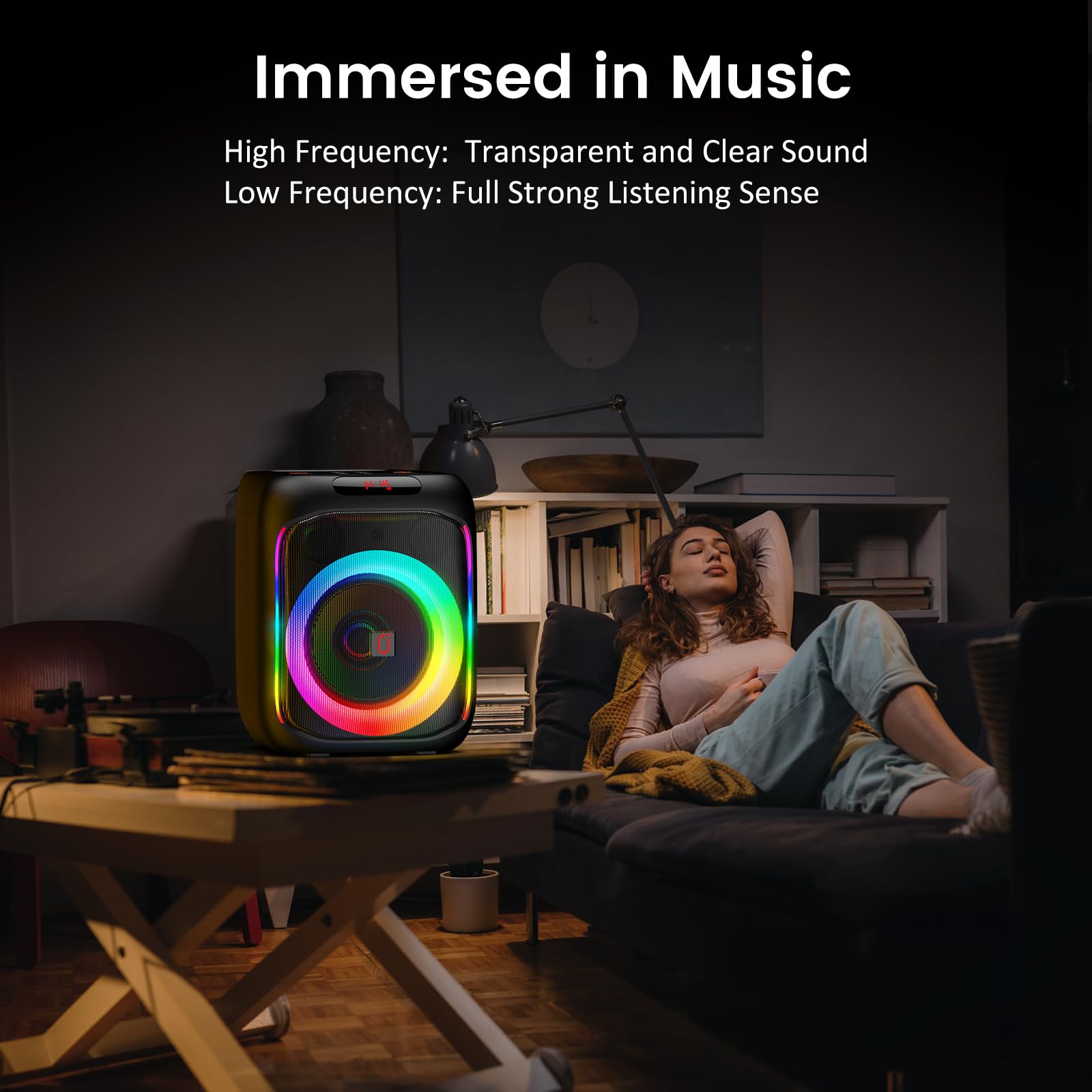 Wireless Karaoke Machine with 2 Microphones - Bluetooth Party Speaker, Dual HD Stereo Sound, TWS/TF/USB Support (T16-T) - Perfect for Home Parties, Family Gatherings & Entertainment
