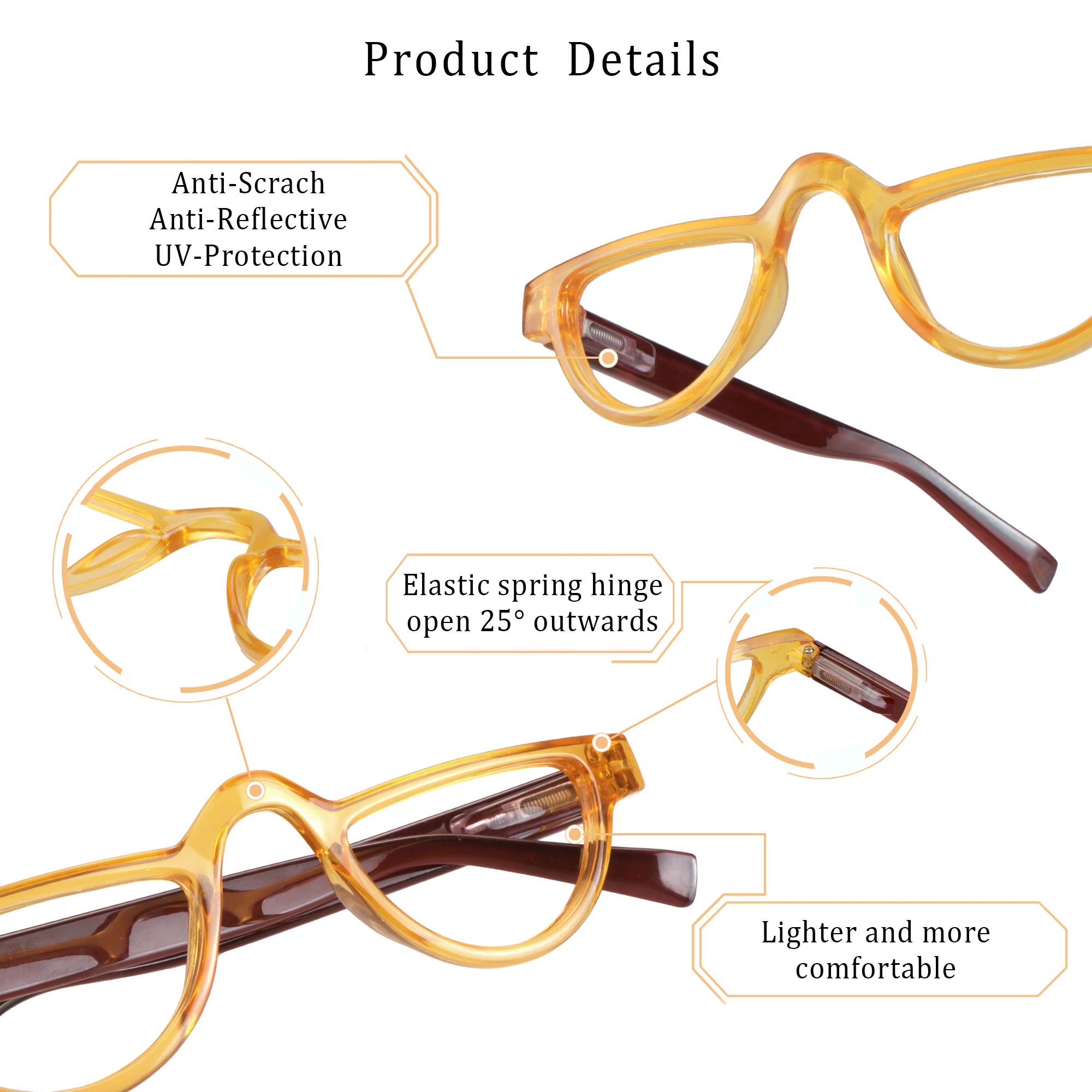LifeArt Blue Light Blocking Glasses - 4 Pairs Reading Glasses for Computer & Screen Use - Reduce Eye Strain for Work, Gaming & Reading