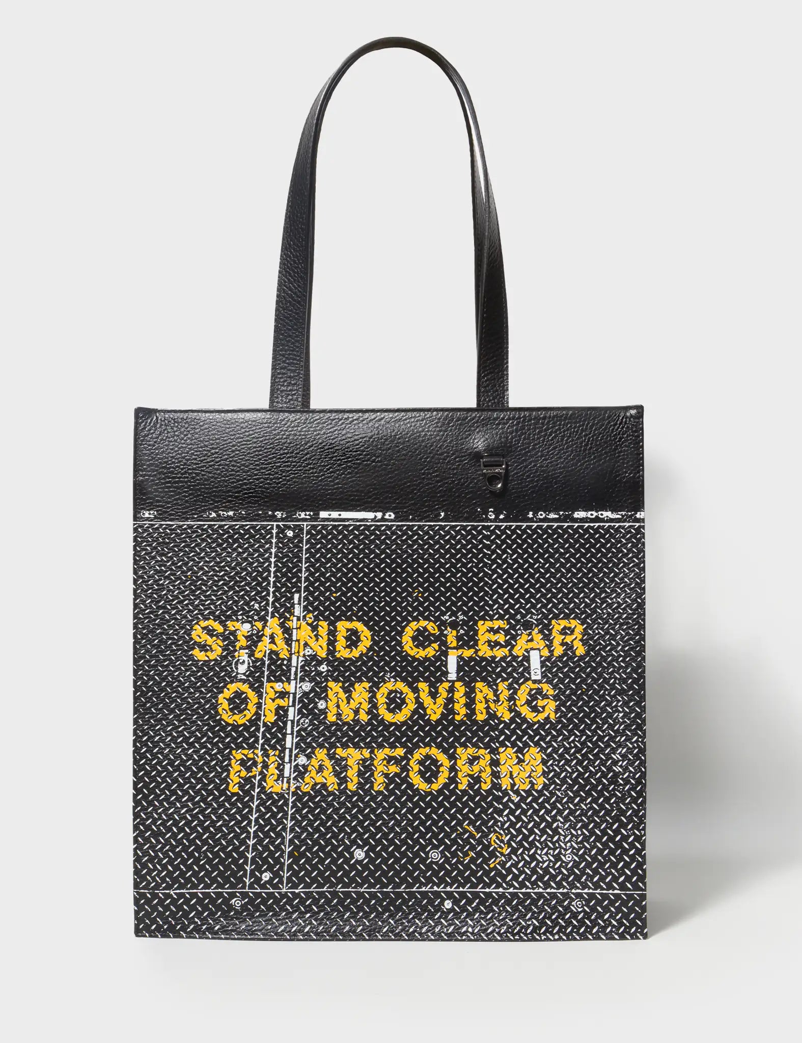 Marko Black Leather Tote Bag with Metal Platform Print - Stylish Women's Work Bag for Office, Travel & Everyday Use