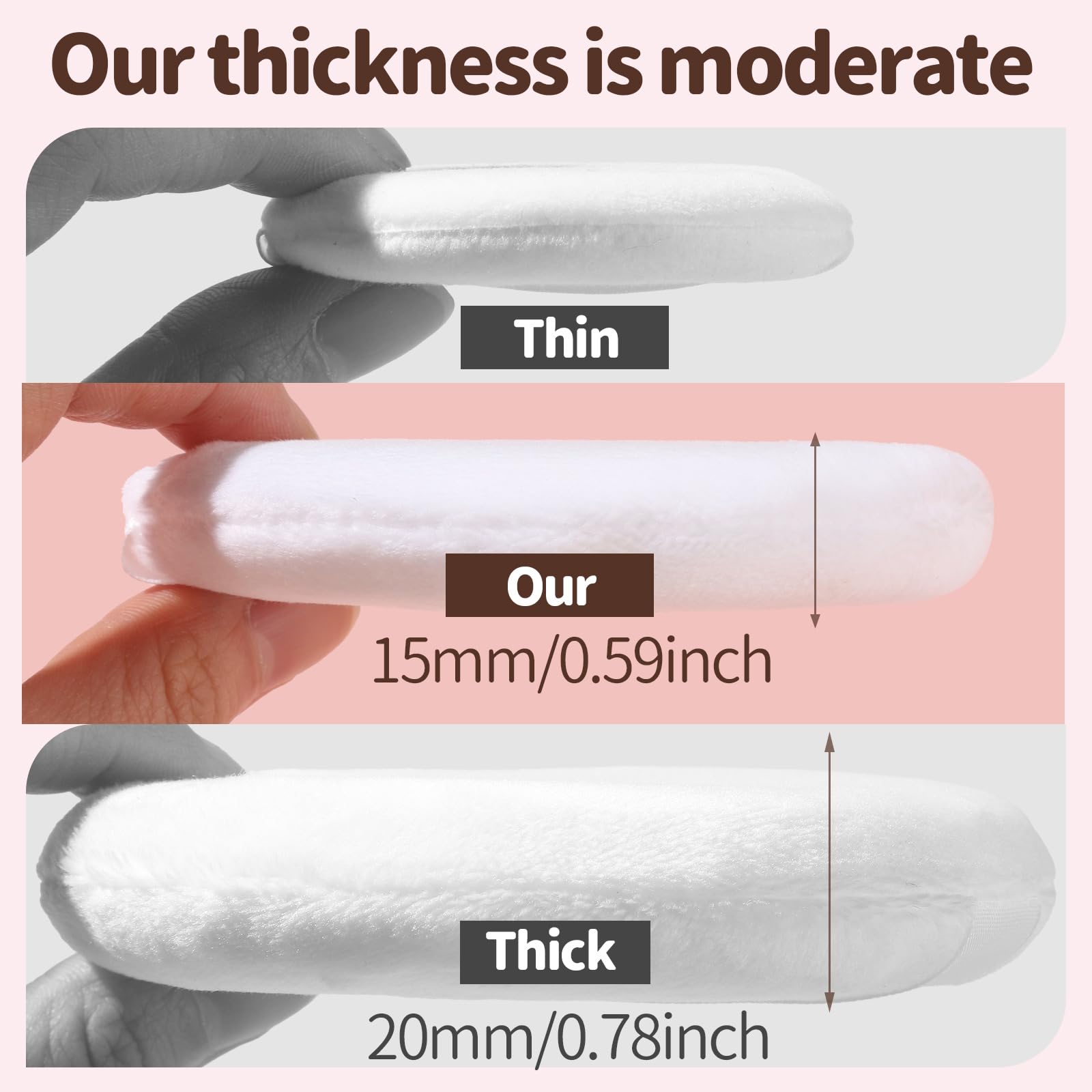 Teenitor 2-Pack Medium Body Powder Puffs (3.54 Inch) - Soft Velour Makeup Sponge for Loose Powder Application - Perfect for Setting Powder, Baby Powder & Body Powder - Includes Storage Container (White)