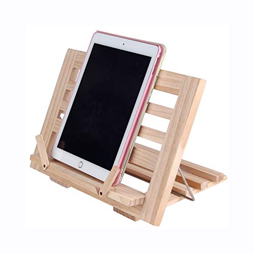 Wooden Book Holder Stand - Adjustable Reading Shelf for Books, Tablets & Laptops - Portable Music Stand & Drawing Easel - Perfect for Home, Office & Classroom Use