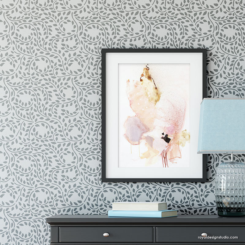 Lacy Leaves Wall Stencil - Reusable DIY Painting Template for Home Decor, Nursery, Bedroom & Living Room Accent Walls | Perfect for Stenciling, Wall Art, and Creative Interior Design Projects