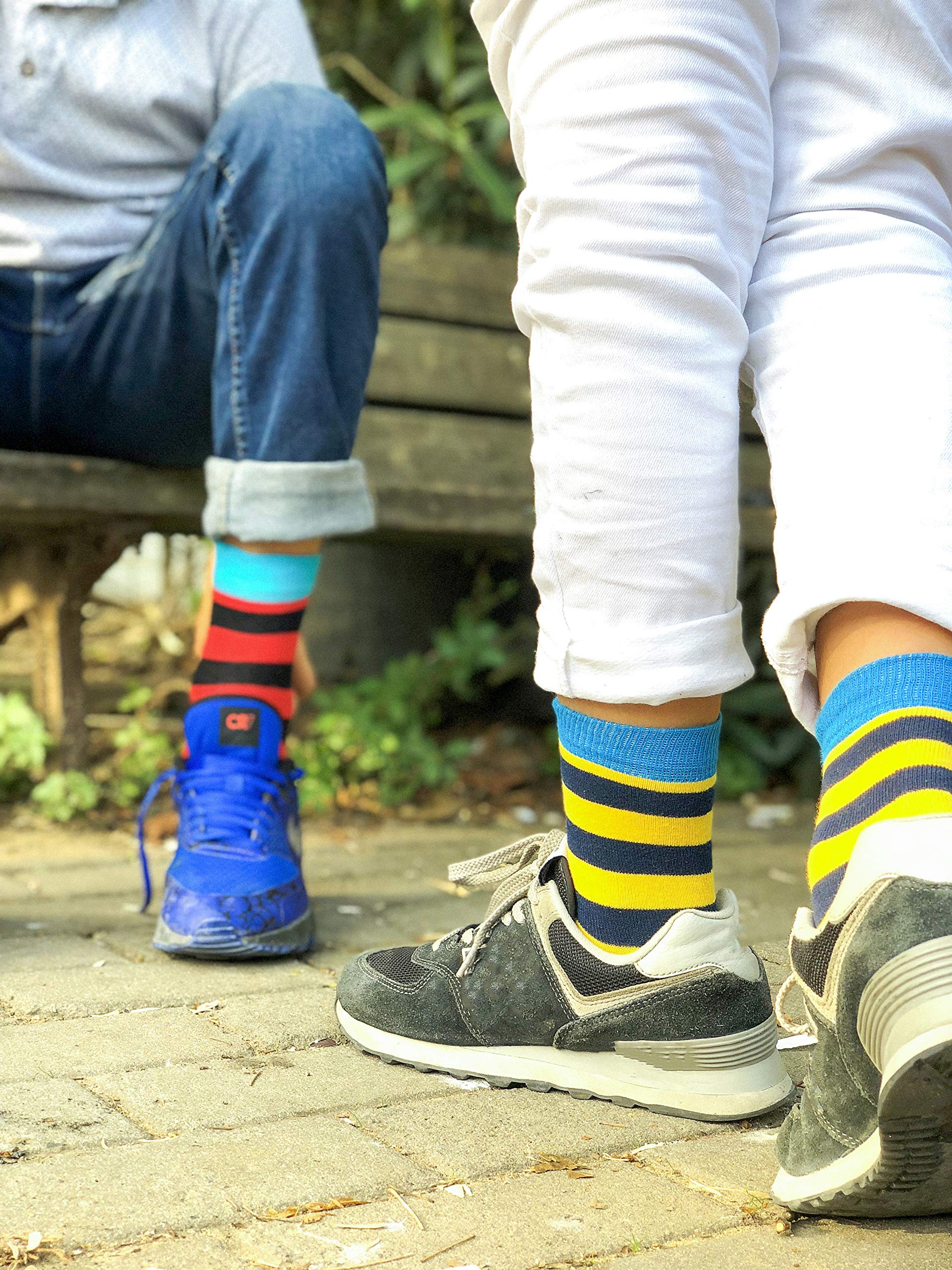 Kids 5-Pair Cotton Crew Socks - Colorful Fun Dress Socks Gift Set for Boys & Girls | School, Party & Everyday Wear