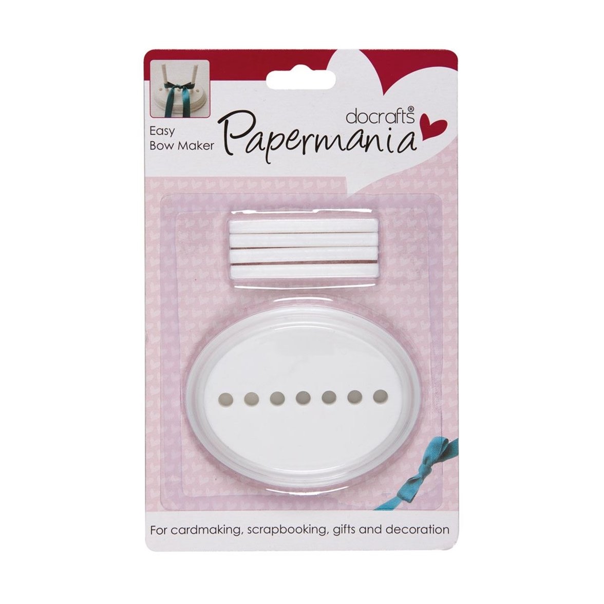 Papermania Easy Bow Maker - One Size White Ribbon Craft Tool for Gift Wrapping, DIY Hair Bows, Party Decorations & Scrapbooking