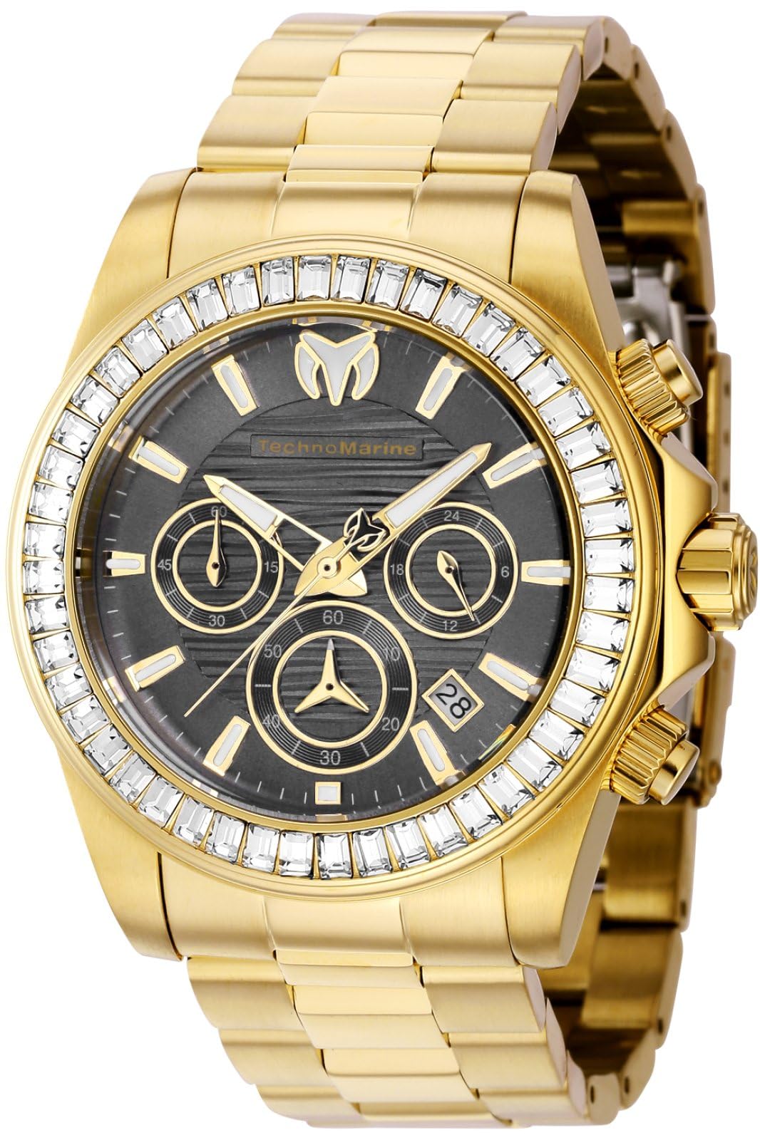 Technomarine Manta Chronograph GMT Quartz Watch for Men - Black Dial Waterproof Diving Watch TM-222034 - Perfect for Business, Travel & Water Sports