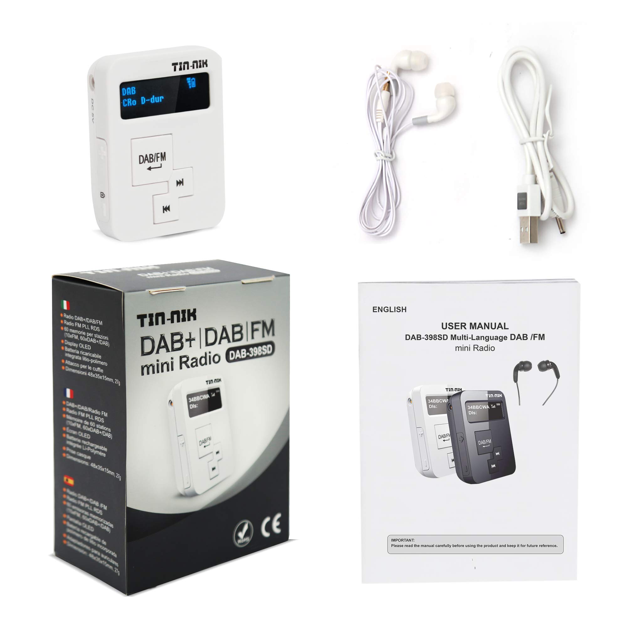 Portable DAB/DAB+/FM Digital Radio with Rechargeable Battery, OLED Display & Earphones - Compact Personal Radio for Sports, Running, Walking, Jogging, Cycling & Outdoor Activities | Perfect for Commuting, Travel & Emergency Use