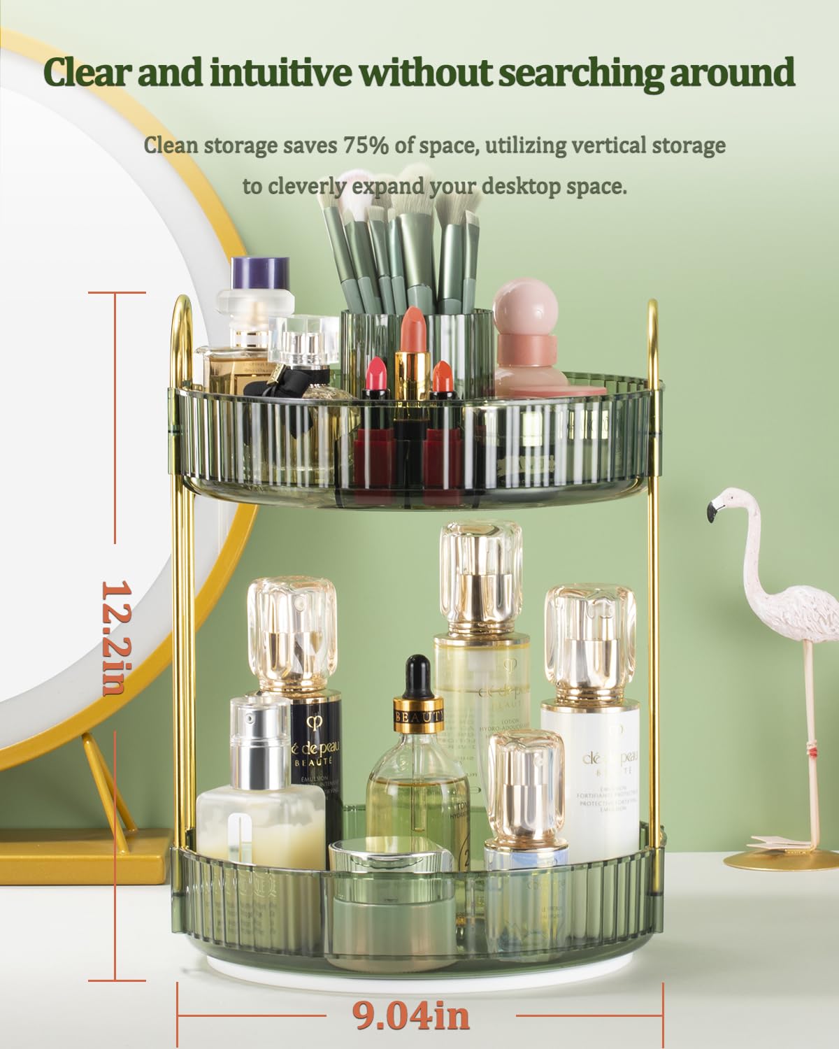 360° Rotating Makeup Organizer | Bathroom Counter & Skincare Storage | Compact Rotary Cosmetic Organizer for Vanity, Dresser, and Travel Use