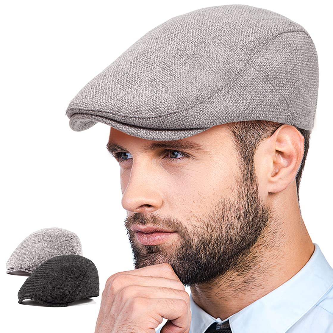 LADYBRO 2-Pack Unisex Flat Cap Newsboy Hat for Men & Women - Vintage Scally Cap Summer Golf Hat | Perfect for Golfing, Outdoor Activities & Casual Wear